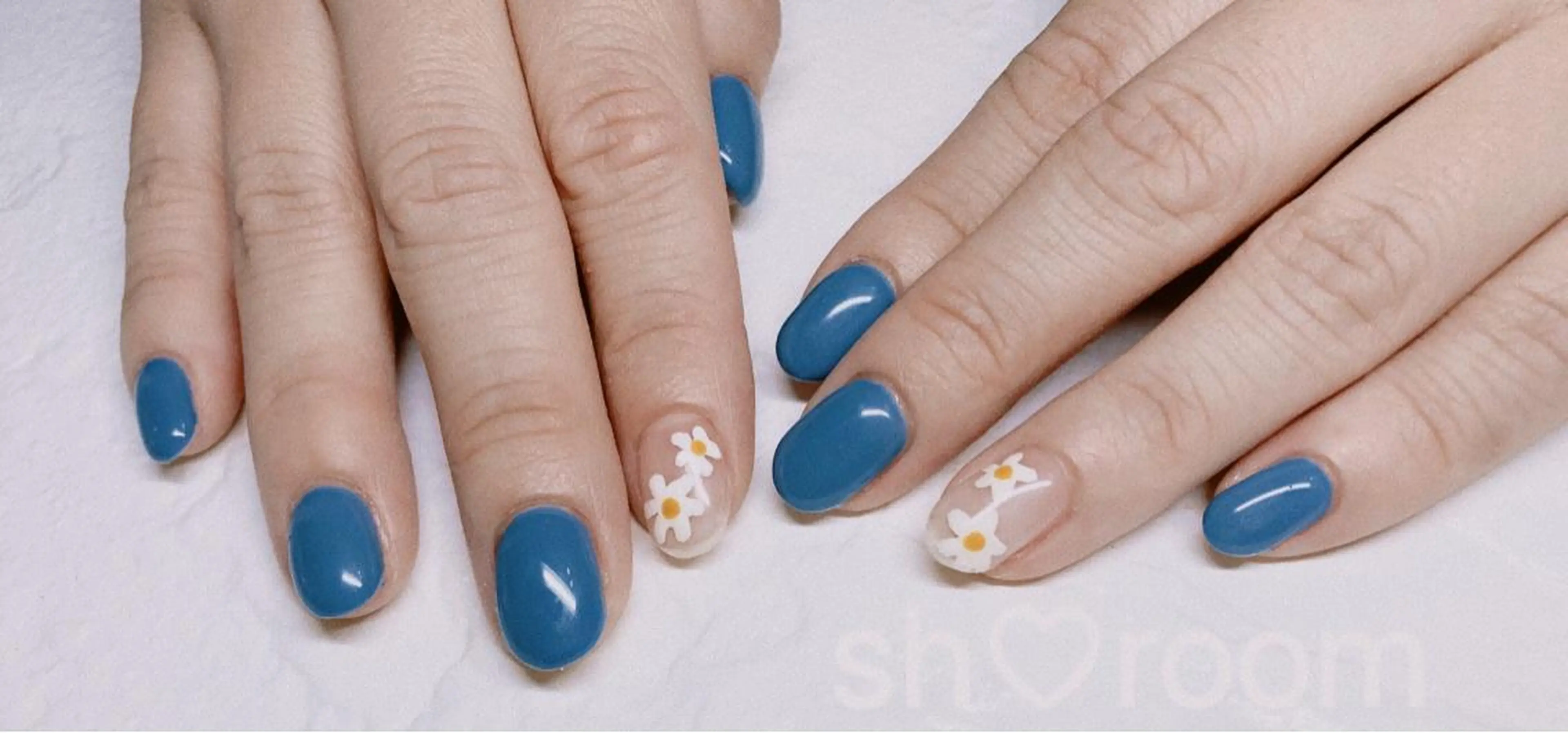 ネイル ブルー フラワーネイル Nail salon Ruuのネイルデザイン