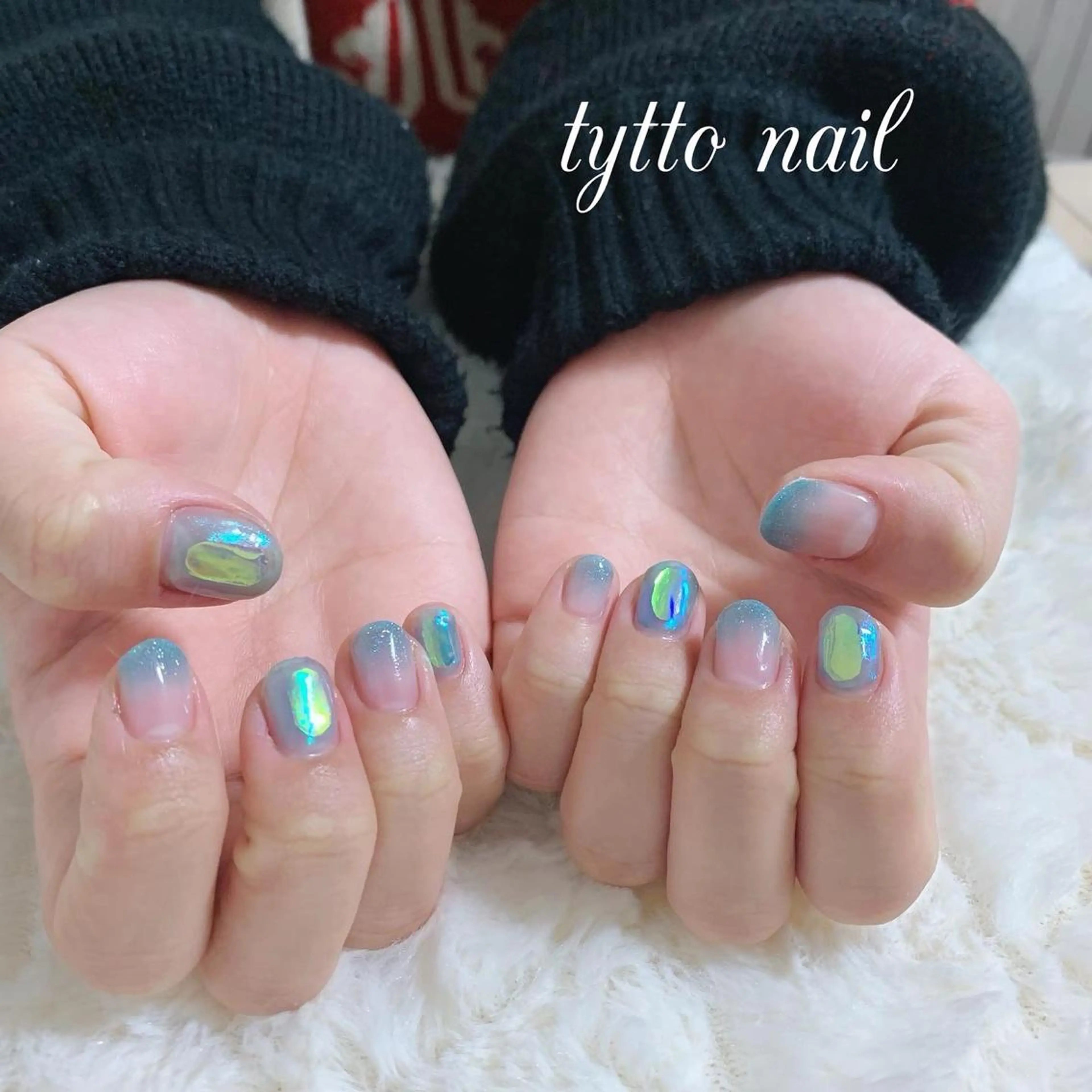 ネイル グラデーション 氷ネイル・うるうるネイル 韓国ネイル ラメ(グリッター) ラメグラデーション tytto nail ❤︎‪‪eri‪‪のネイルデザイン