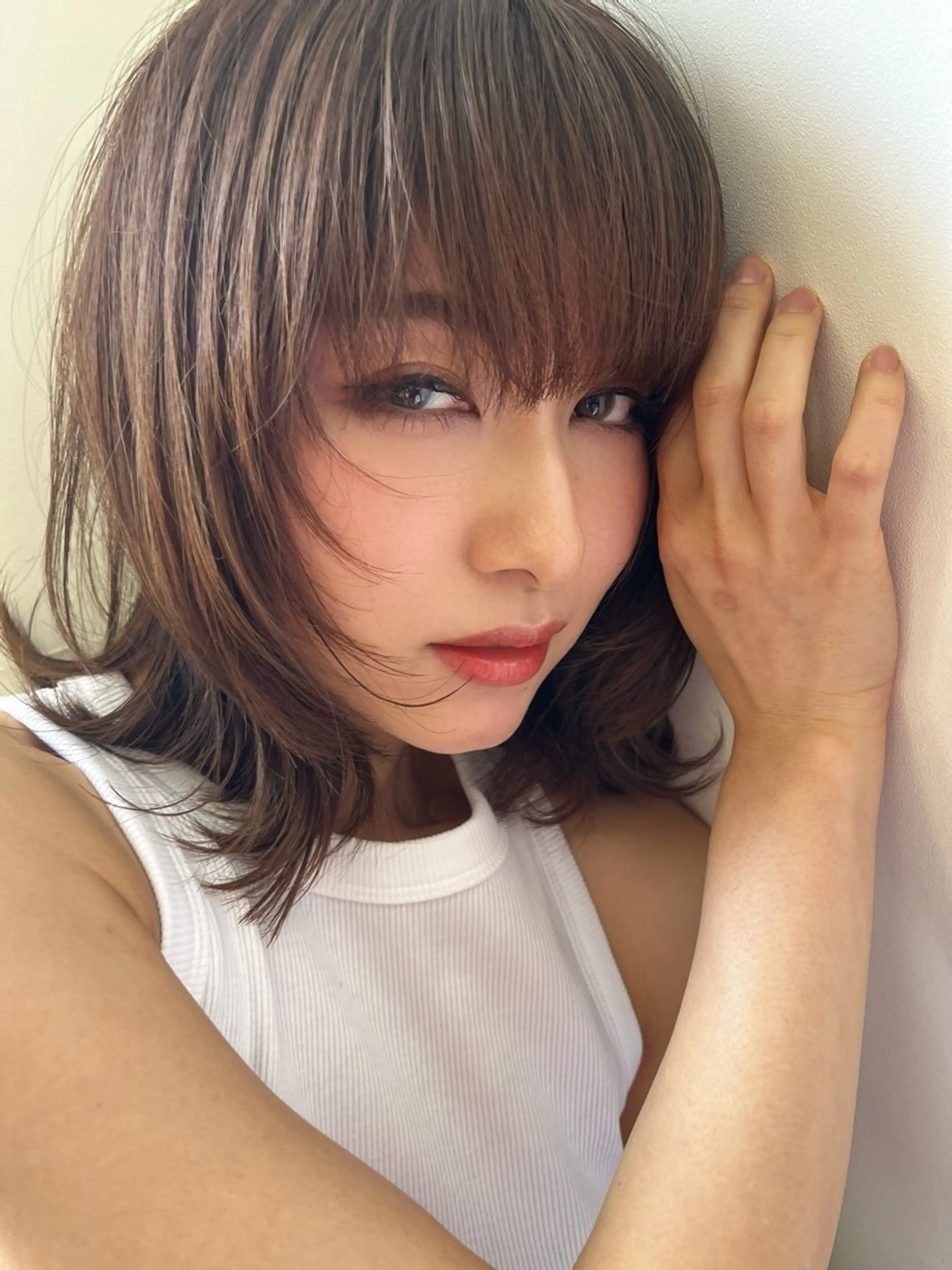 ミディアム 柔らかい艶暖色 レイヤー🫧姫汝のヘアスタイル