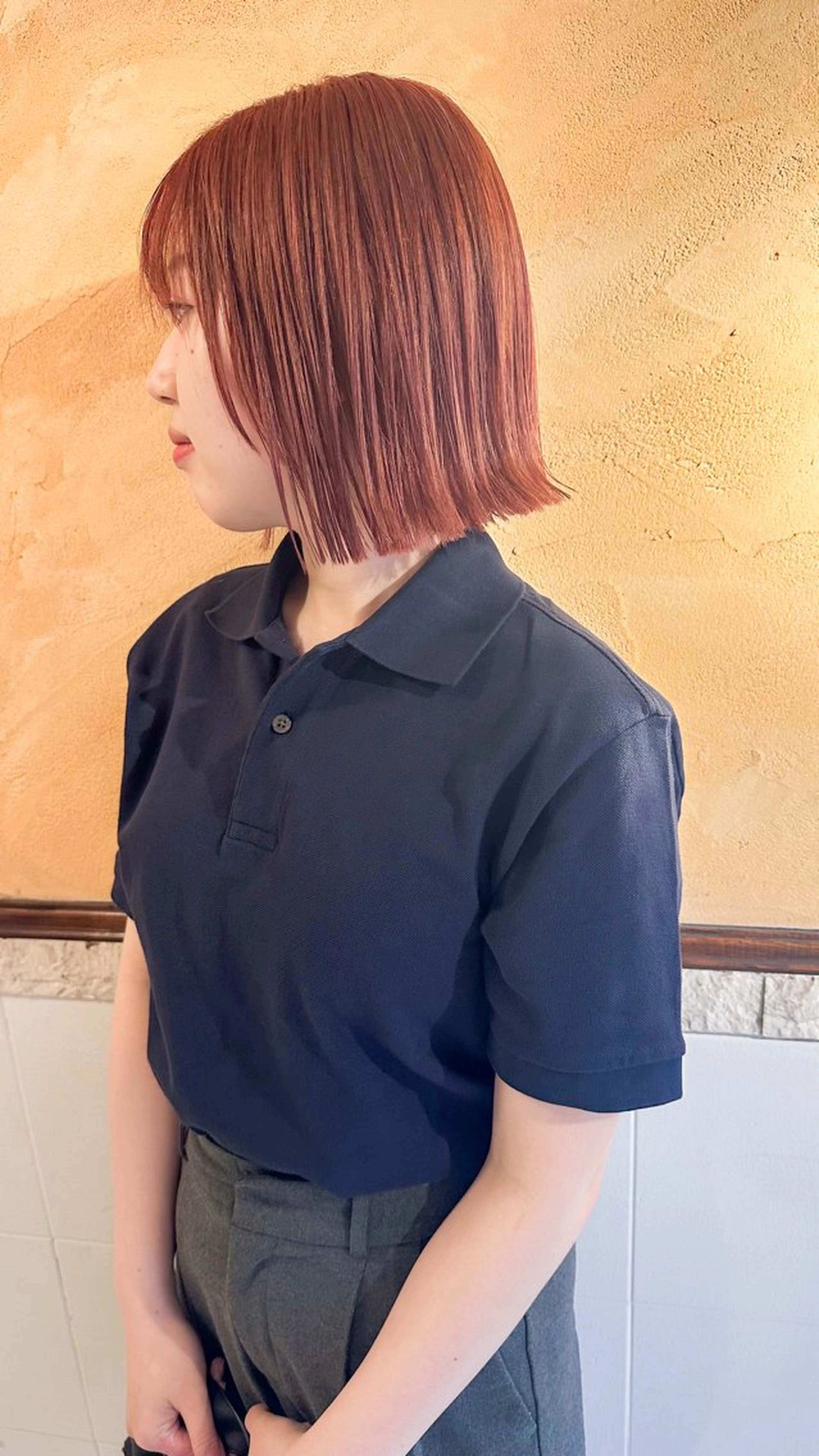 ミディアム カラー ショートボブ ブリーチ 透明感カラー ブリーチなしカラー ボブ カット ヘアカラー トリートメント 竹内啓太 ボブのヘアスタイル