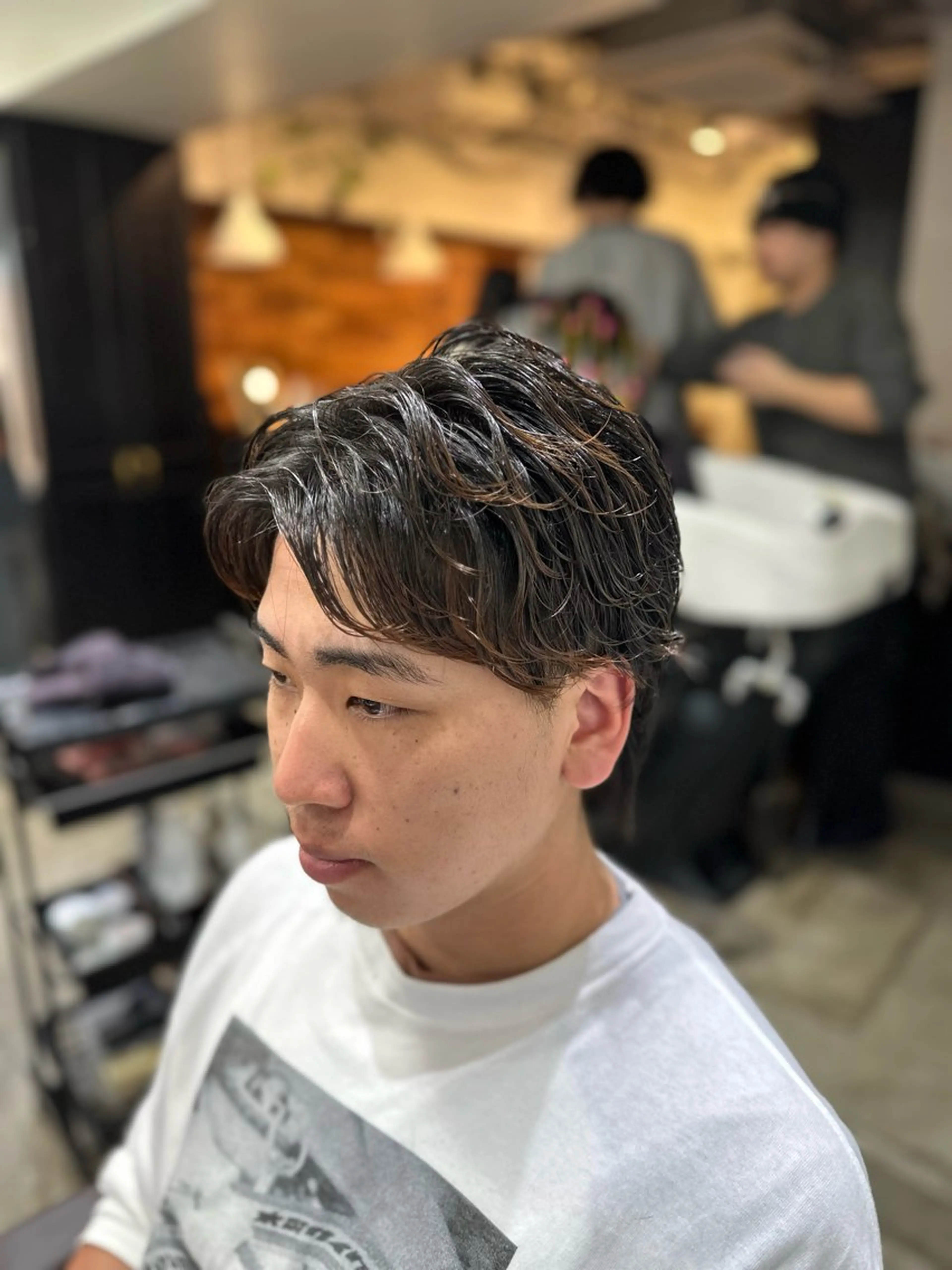 パーマ メンズ フェザーパーマ メンズパーマ カット パーマ トリートメント ボブ/レイヤー/透明 感カラー/Dai🌿のヘアスタイル