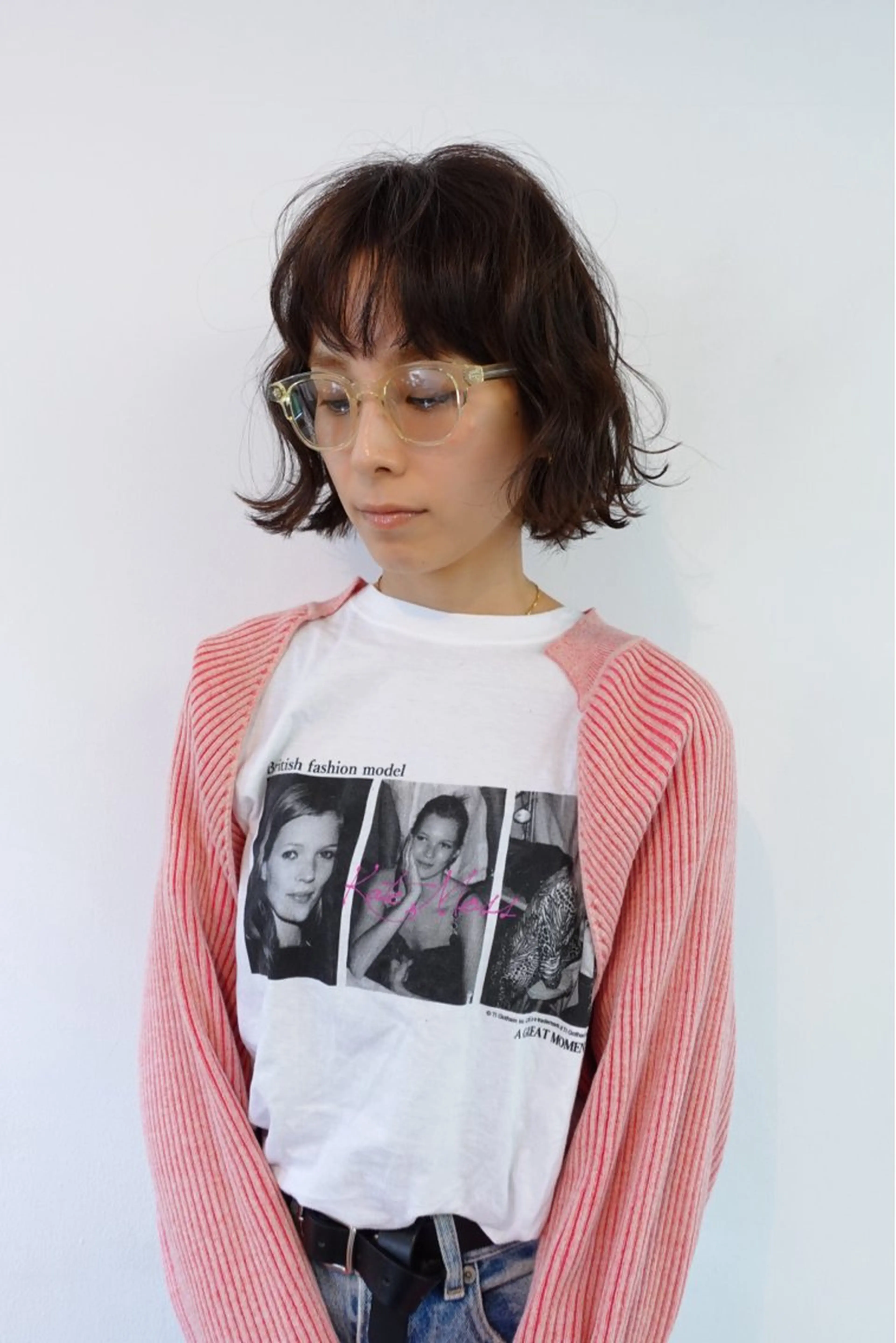 ミディアム パーマ 顔周りレイヤー/韓国 ブリーチminamiのヘアスタイル