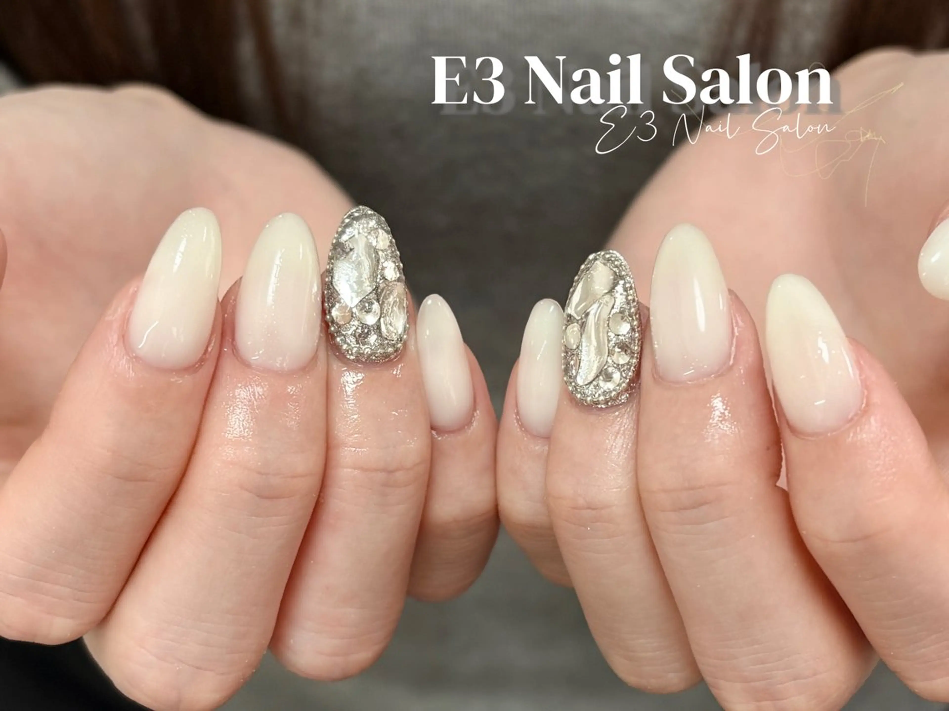 ネイル 桜ネイル フレンチネイル ジェルネイル ガラスフレンチ グラデーション ハンドネイル E3 Nail Salonのネイルデザイン