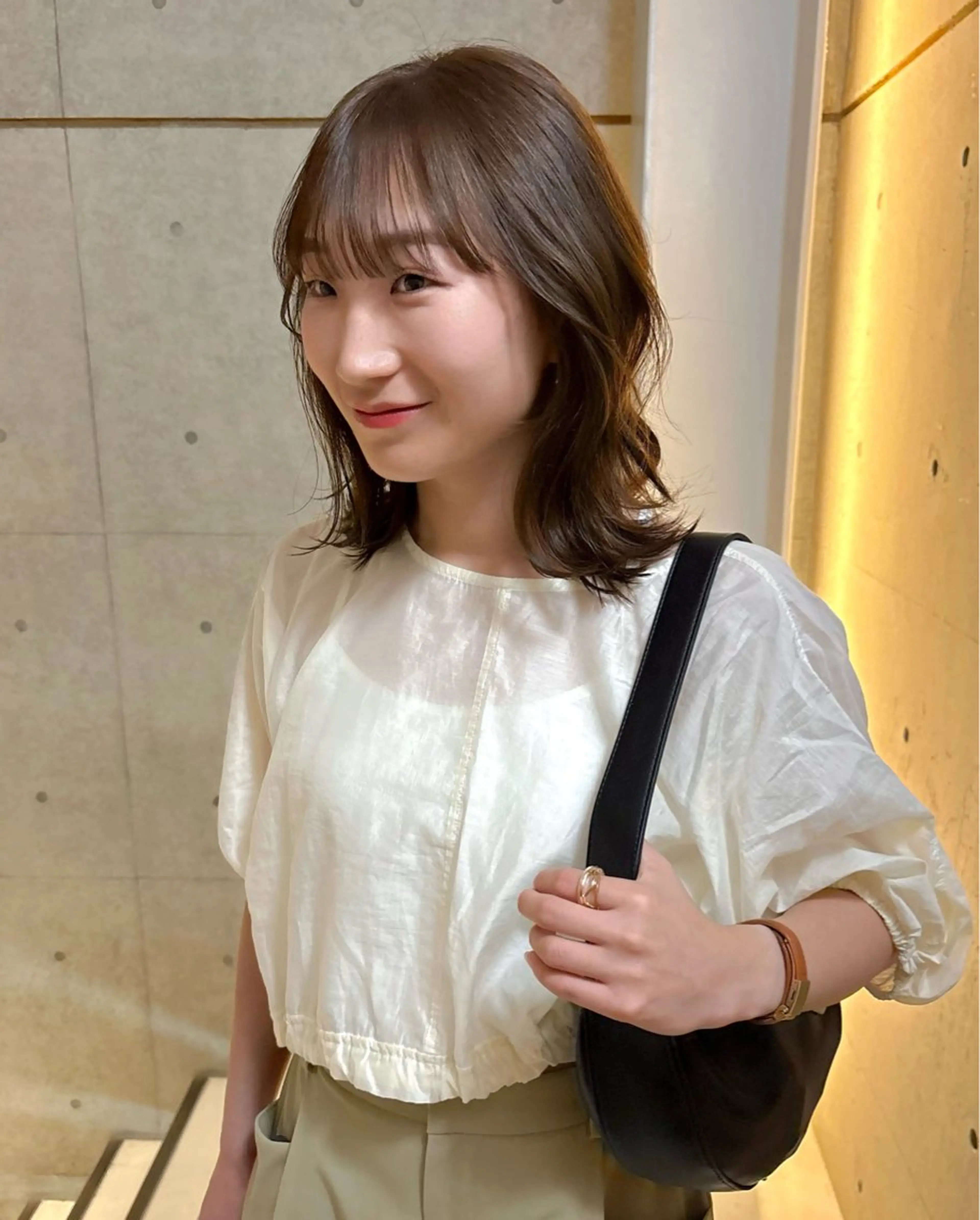 ミディアム カラー ベージュカラー ブリーチ ヘーゼル ブリーチなしカラー 透明感カラー/パーマ オレンジmiyo⭐️のヘアスタイル