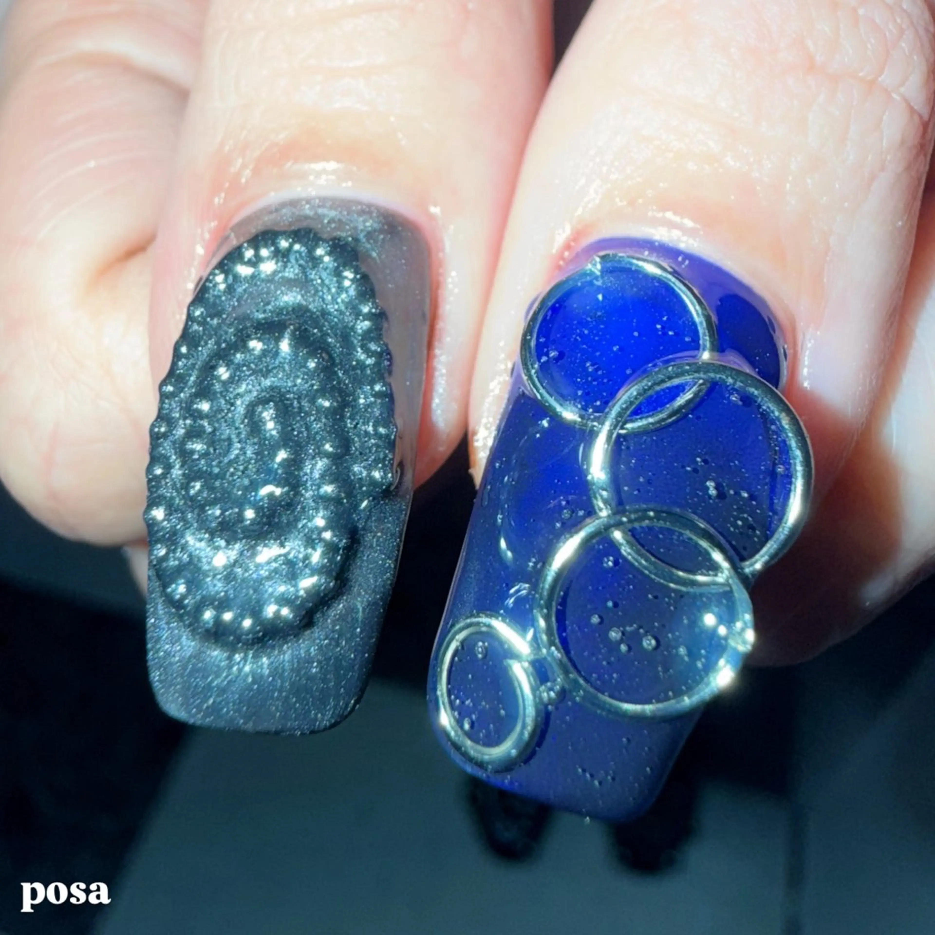 ネイル ブルー ニュアンスネイル シンプルネイル ハンドネイル posa nail モエミのネイルデザイン