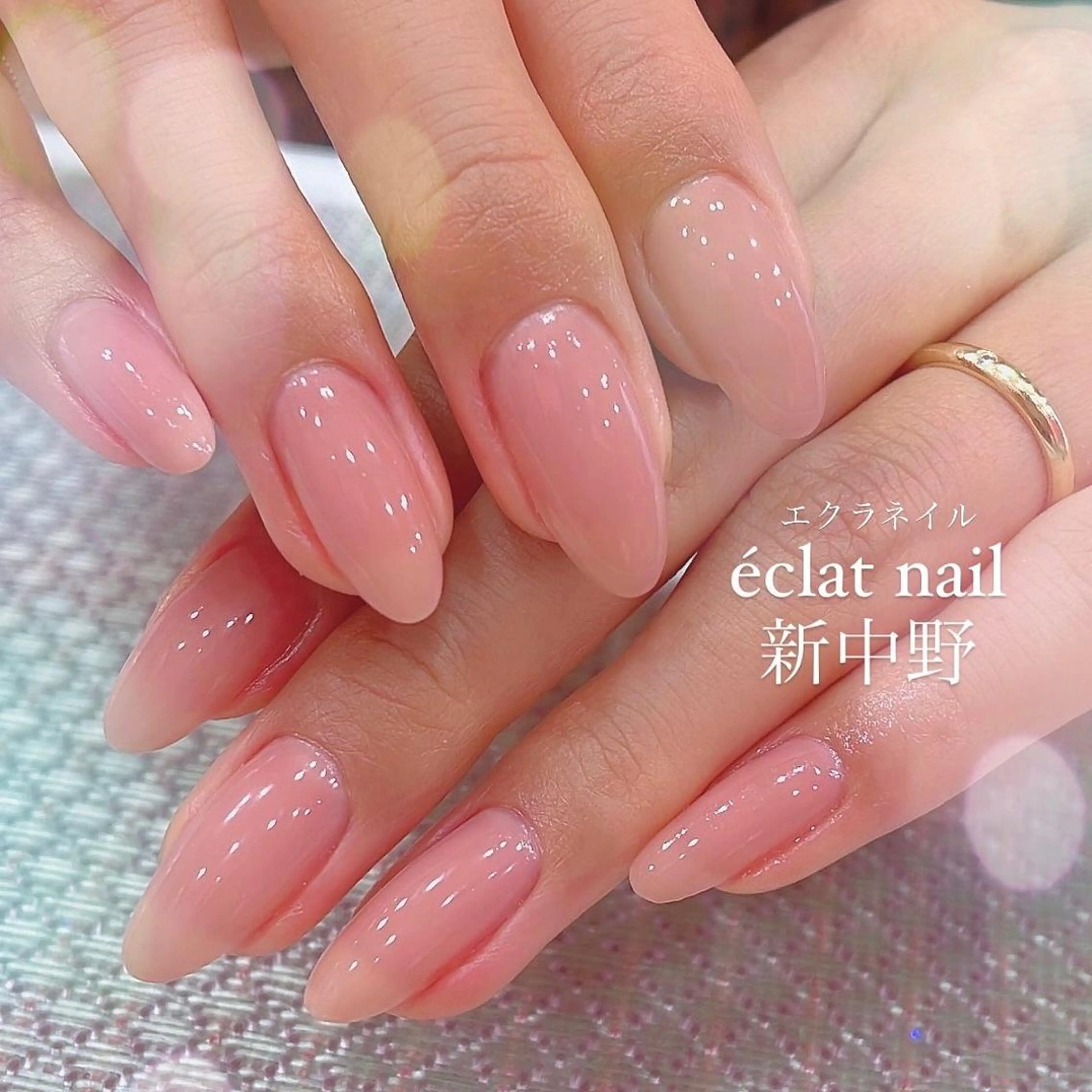 ネイル ジェルネイル キラキラネイル オフィスネイル ワンカラーネイル ピンク エクラネイル 大沢さやかのネイルデザイン
