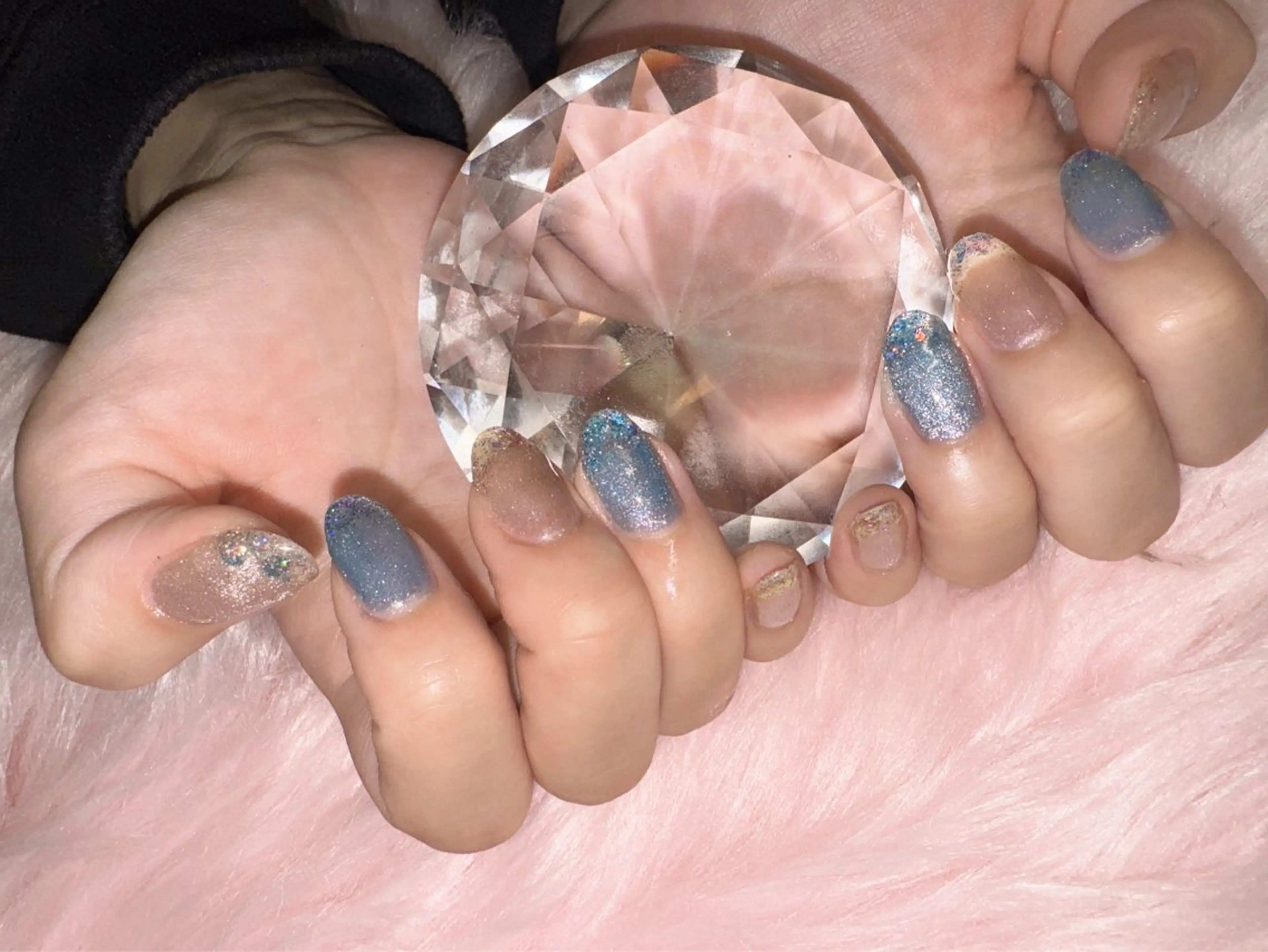 ネイル フラッシュネイル フレンチネイル ラメ(グリッター) ハンドネイル クーペアセック あやののネイルデザイン