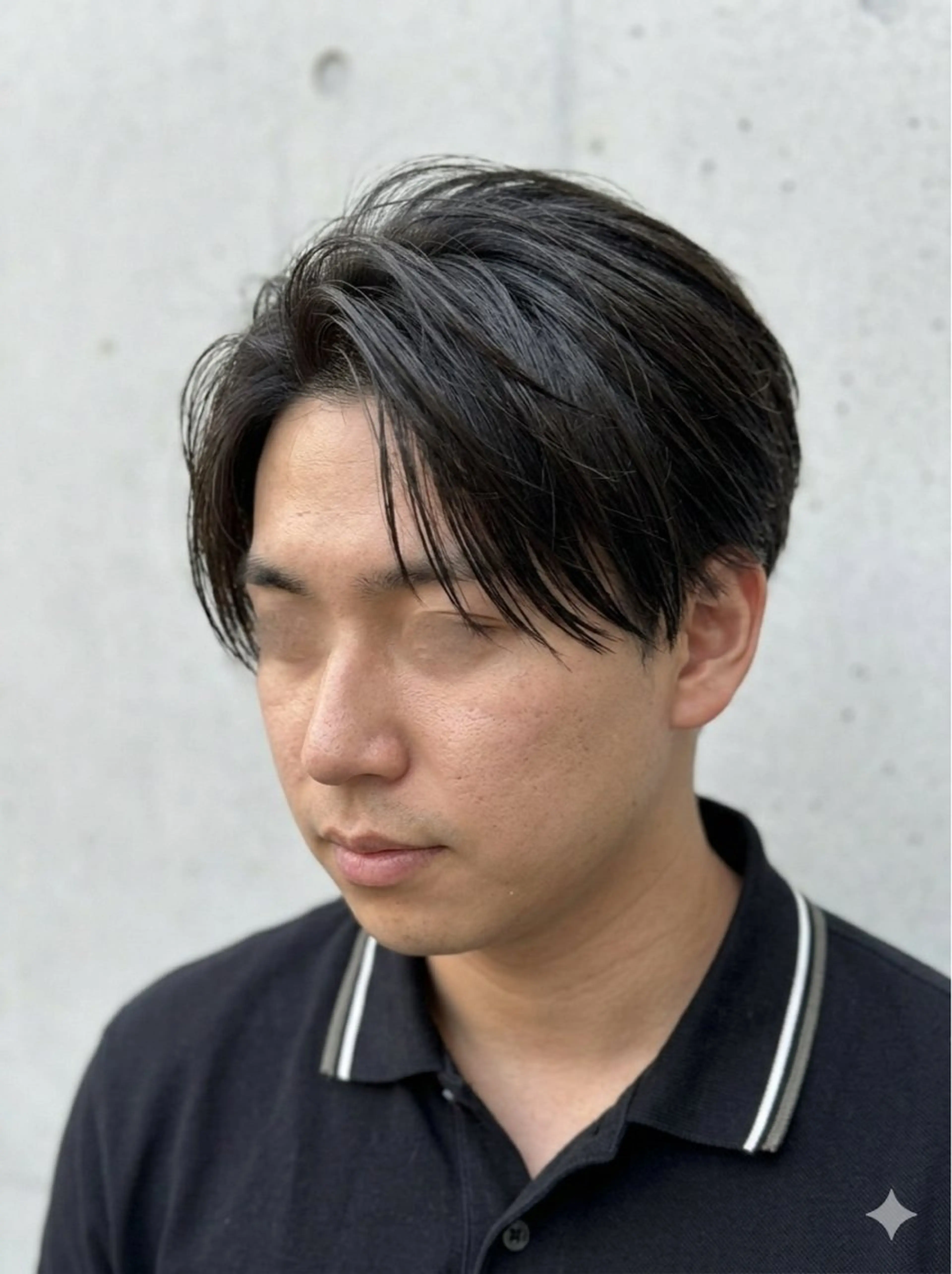 ショート メンズ センターパート 刈り上げ カット 大人メンズパーマ /石川瑠青のヘアスタイル