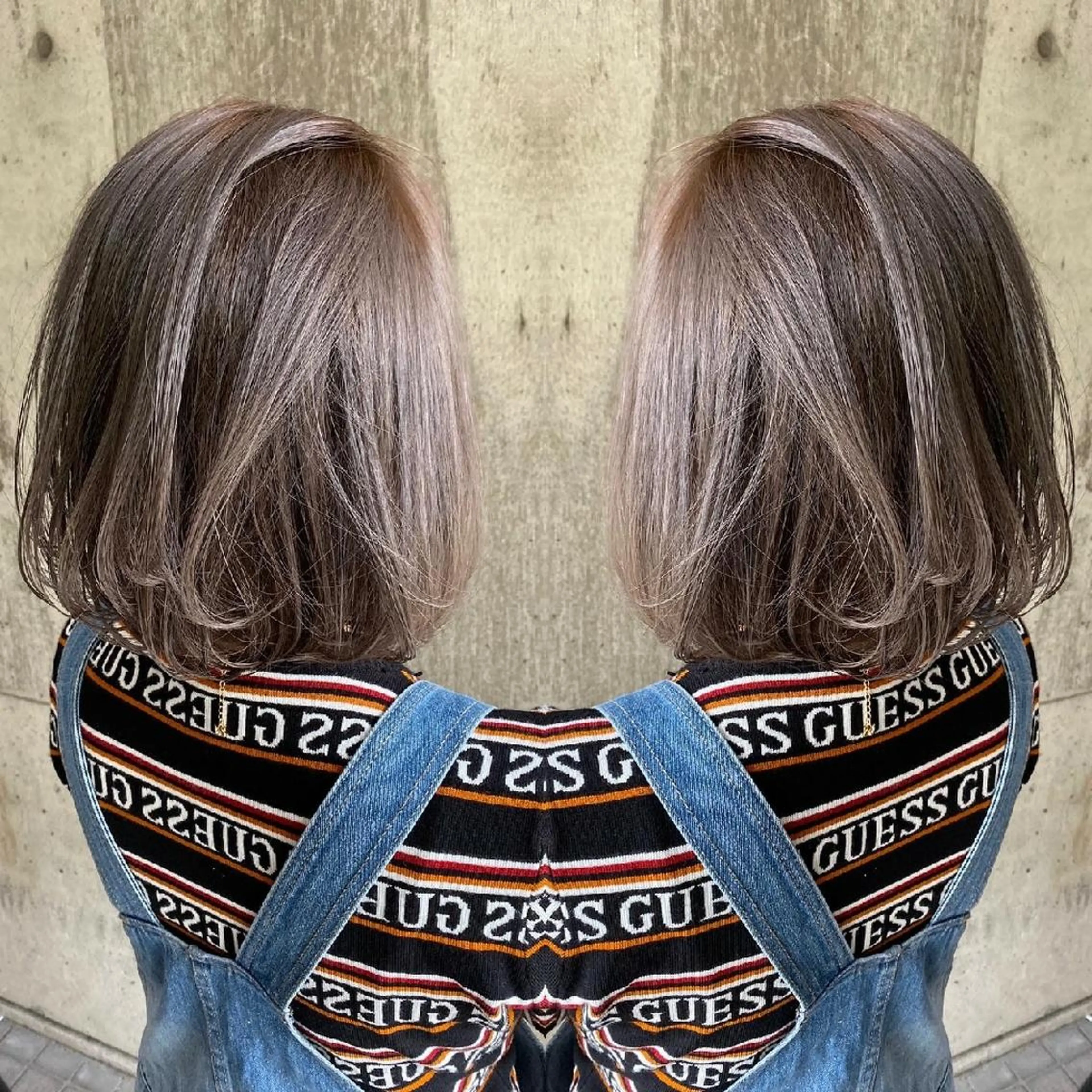 ミディアム カラー バレイヤージュ ダブルカラー ハイライトカラー ハイトーンカラー 外国人風カラー RIENS♡xrea 山本優舞のヘアスタイル