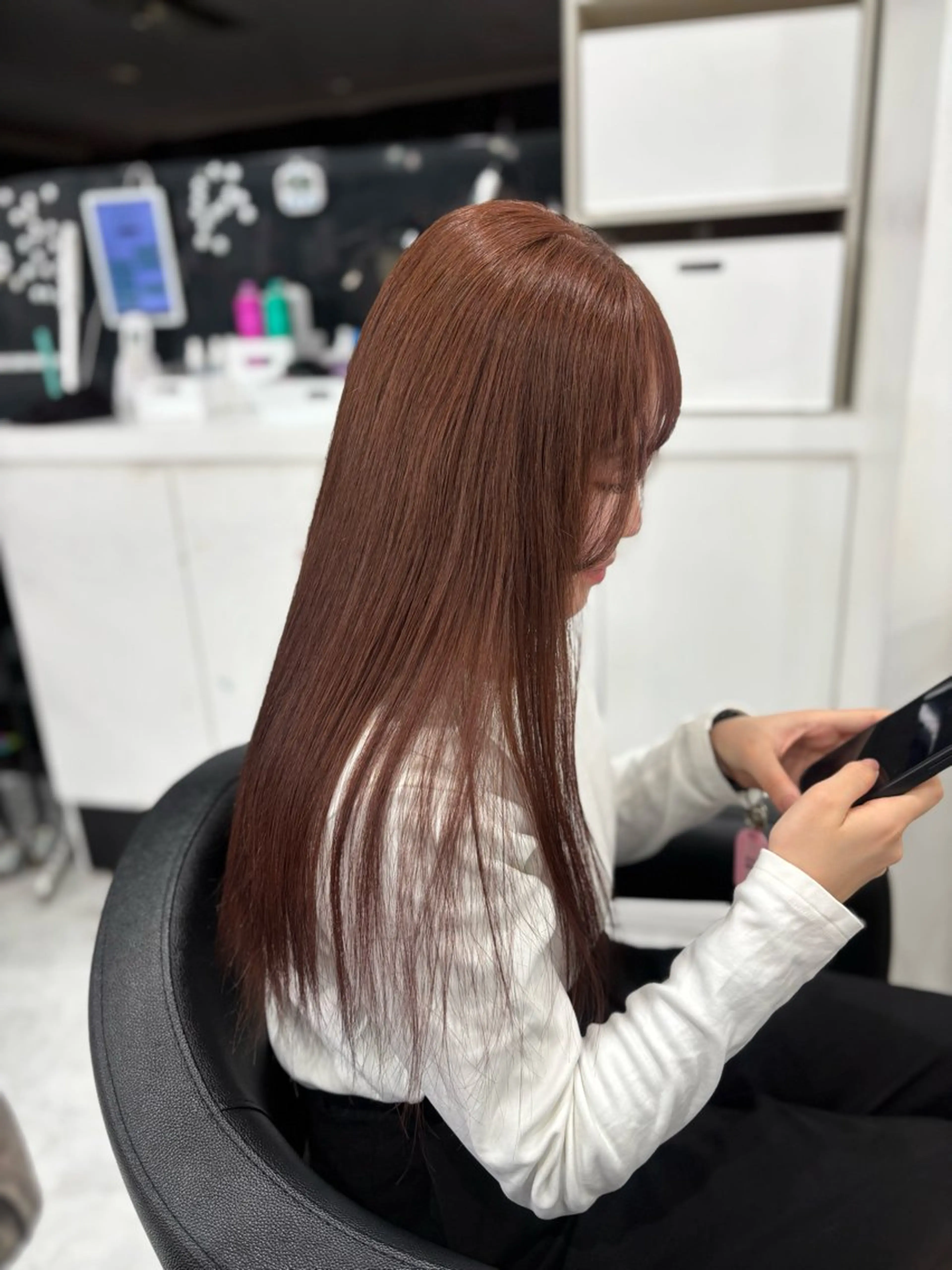 ロング ヘアカラー トリートメント ヘアセット まろっと艶感ブラウン ベージュ🤍まなかのヘアスタイル