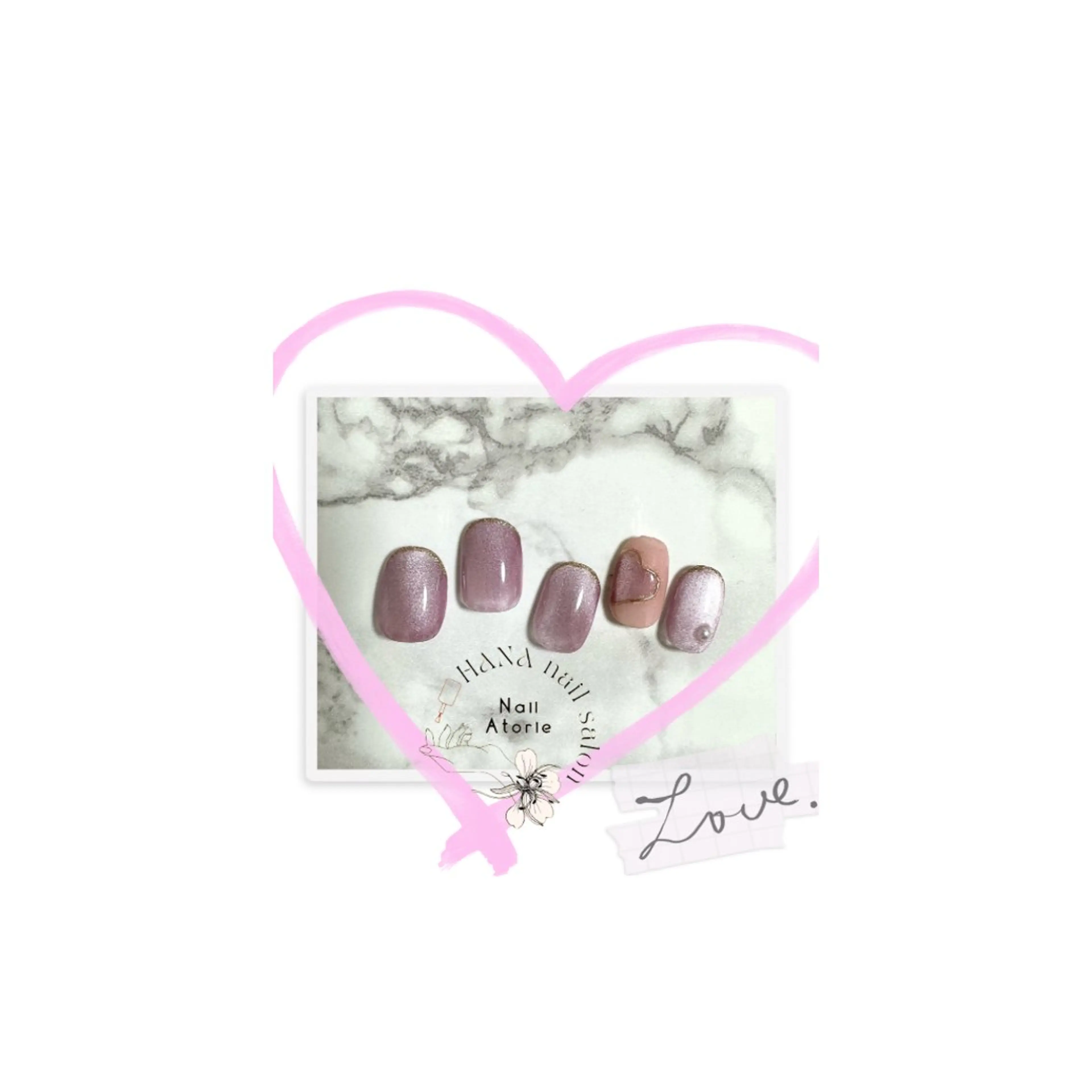 ネイル マグネットネイル バレンタイン ハンドネイル HaNA 　nail salonのネイルデザイン
