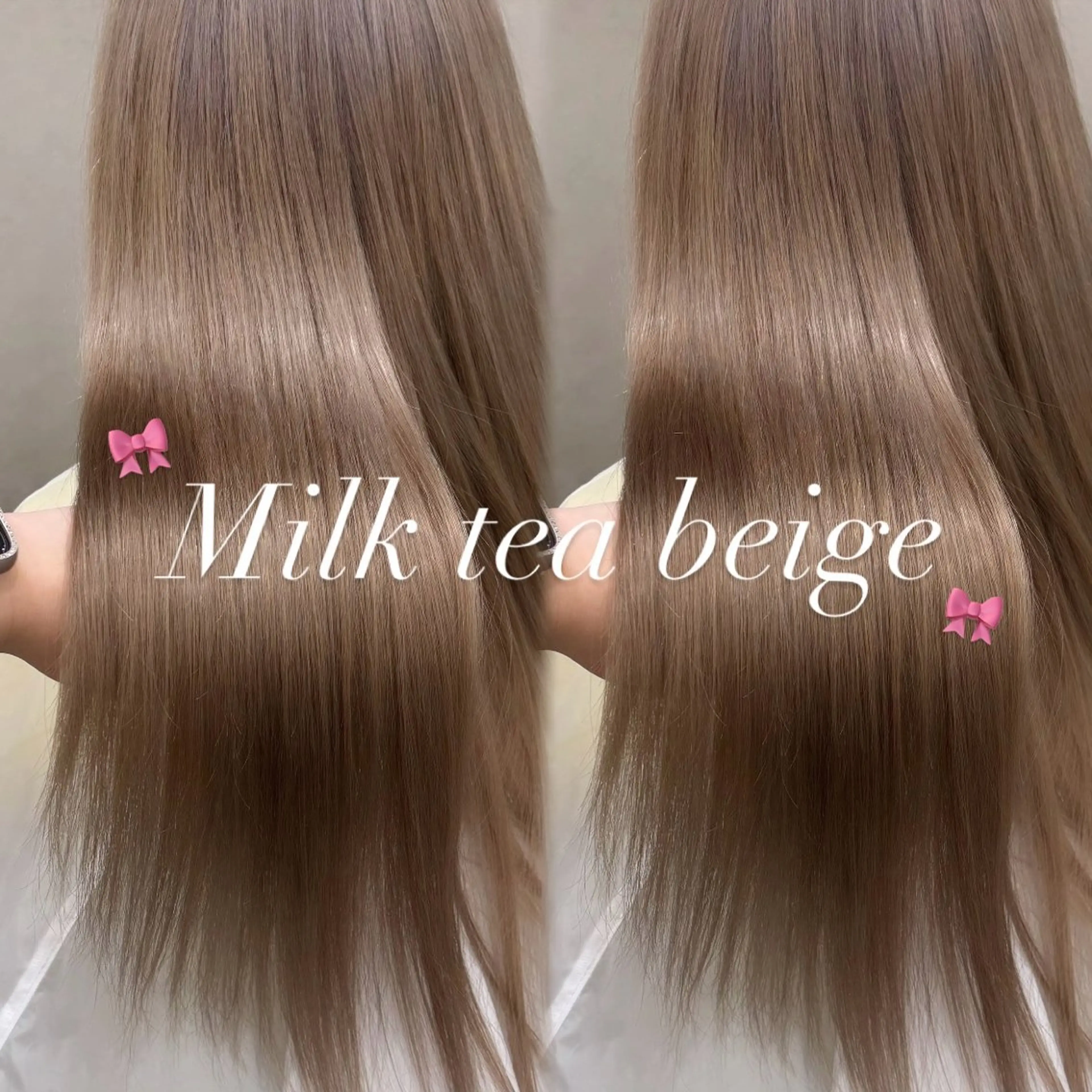 ロング カラー ベージュカラー ブリーチ ミルクティーベージュ yurina🩰新宿 艶カラー・アレンジのヘアスタイル