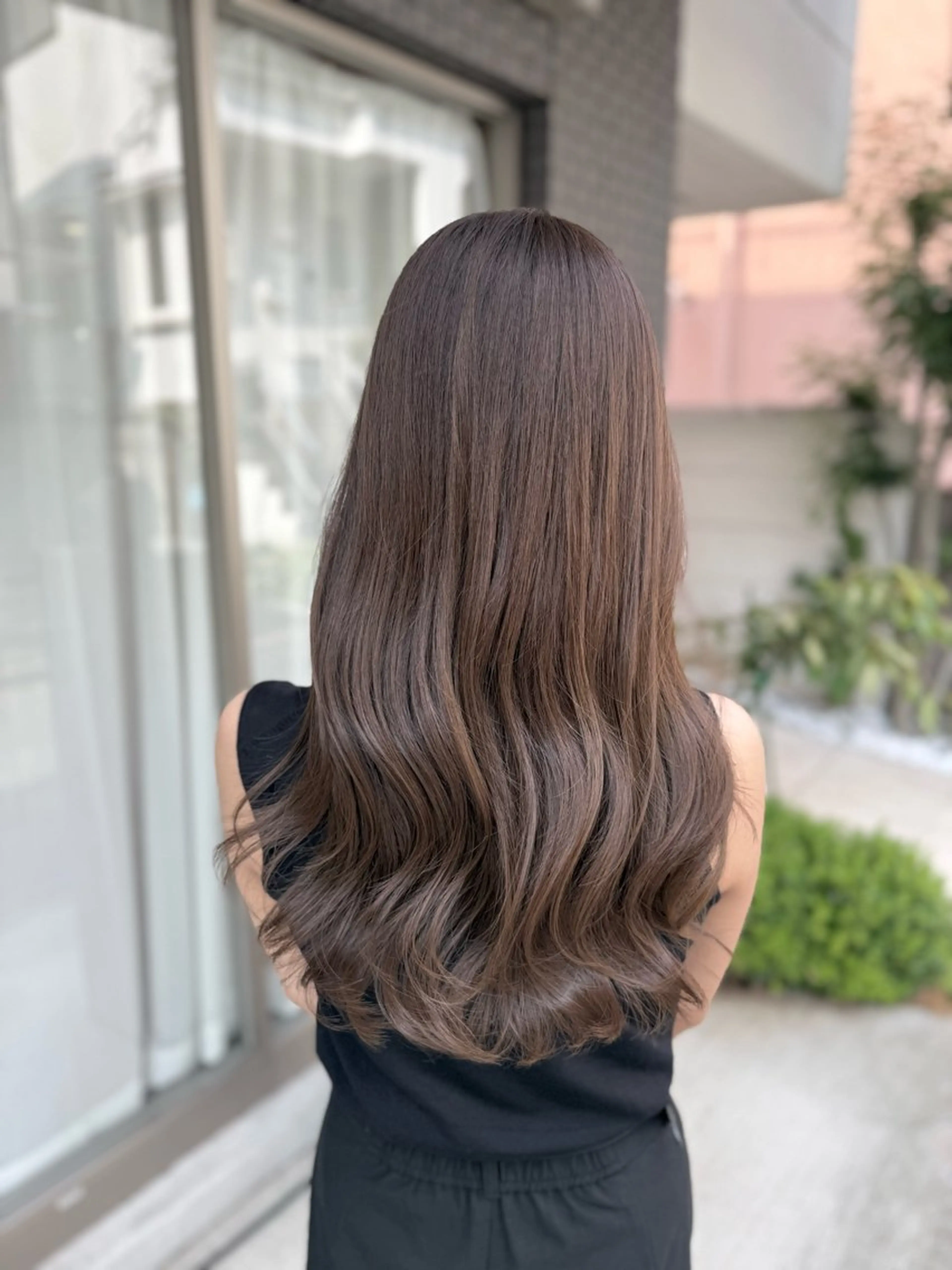 ロング カラー ベージュカラー ブリーチ ブリーチなしカラー カット ヘアカラー トリートメント グレージュ/レイヤー /韓国ヘア/RISAのヘアスタイル