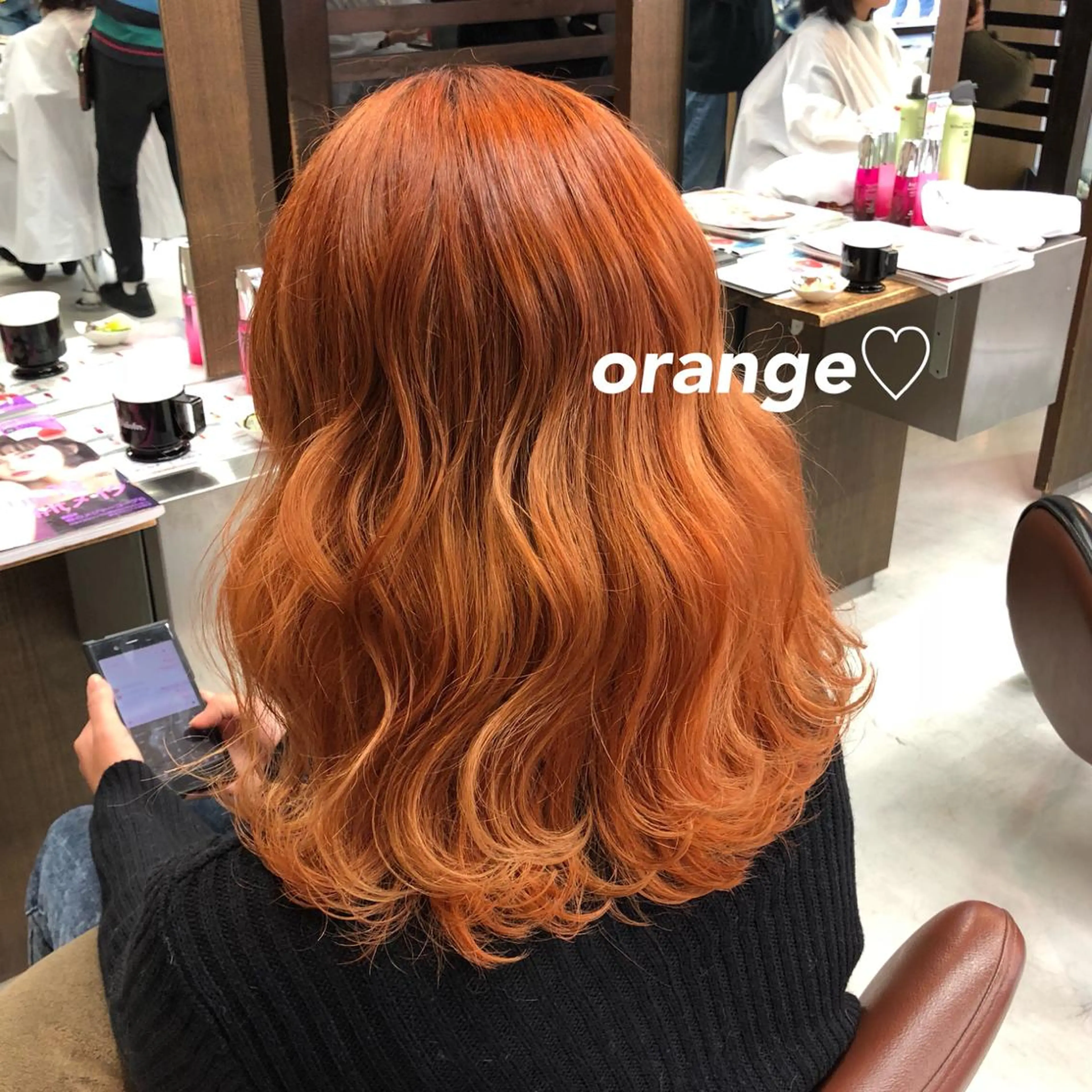 ミディアム カラー ブリーチ ケアブリーチ オレンジ 韓国ヘア得意❤︎森澤 悠佳のヘアスタイル