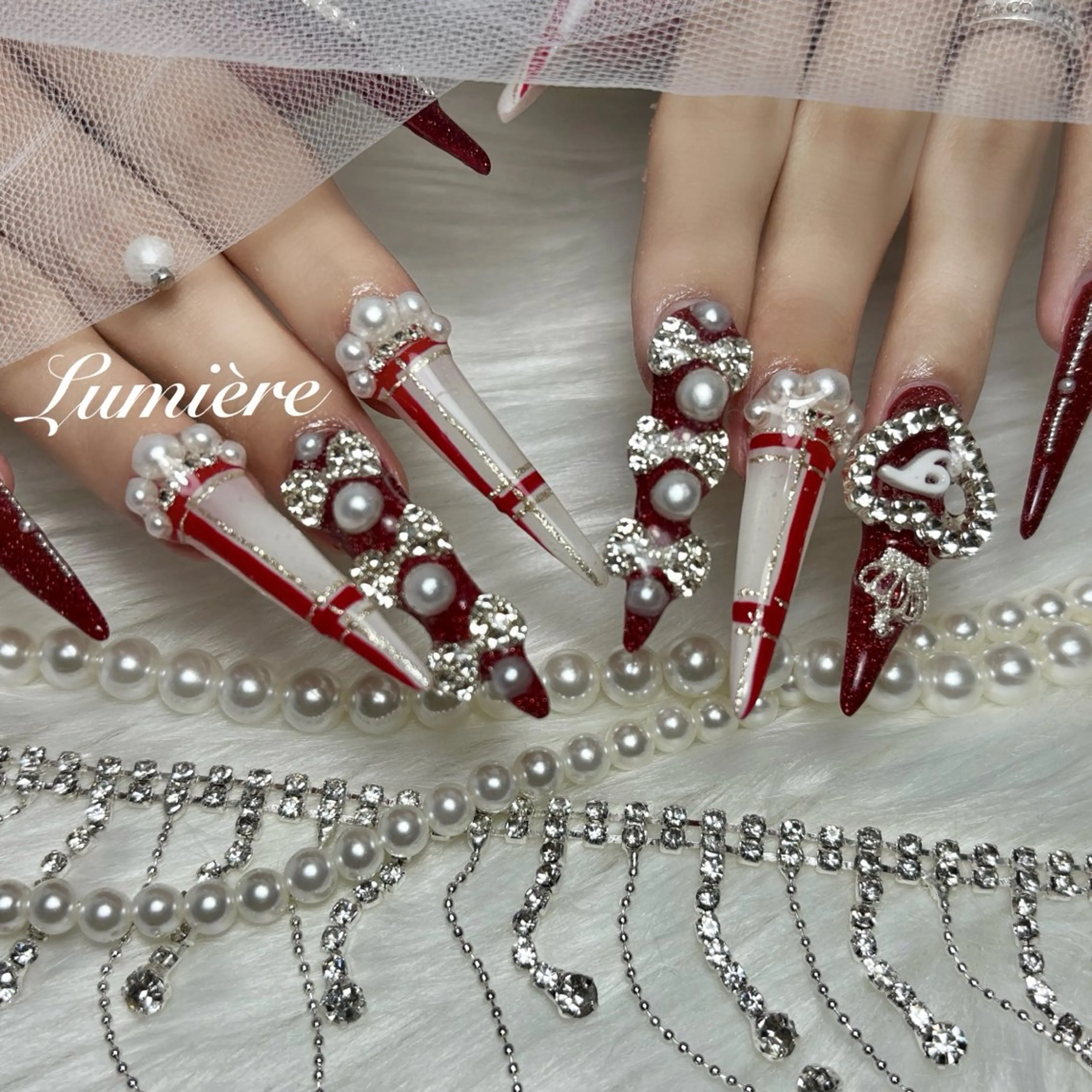 ネイル ロングネイル スーパーロングネイル ハンドネイル Lumière｜ ロング｜ワンホンのネイルデザイン