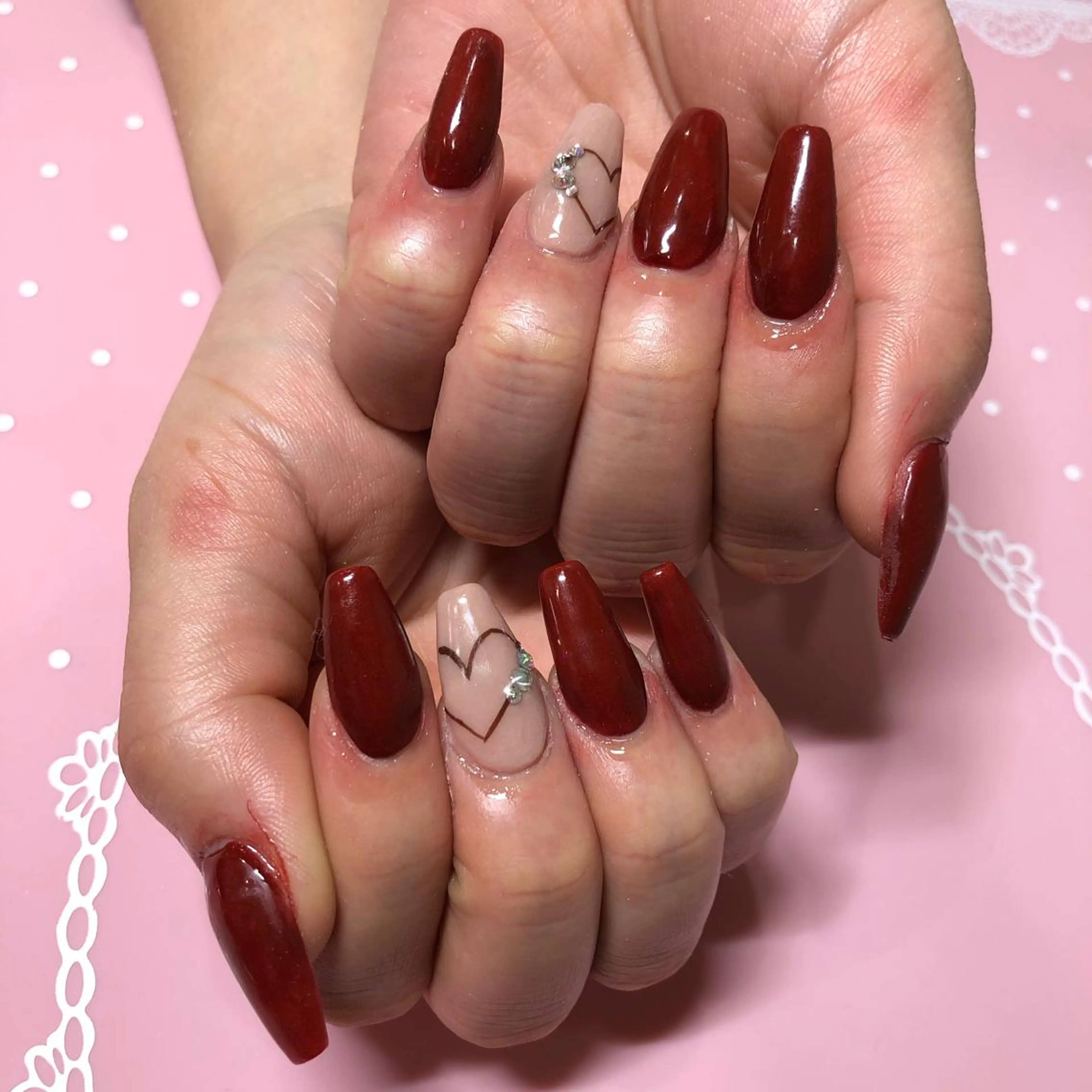 ミディアム ネイル ハンドネイル 《LB》ラブリエ Nail&eyeのマツエク・マツパデザイン