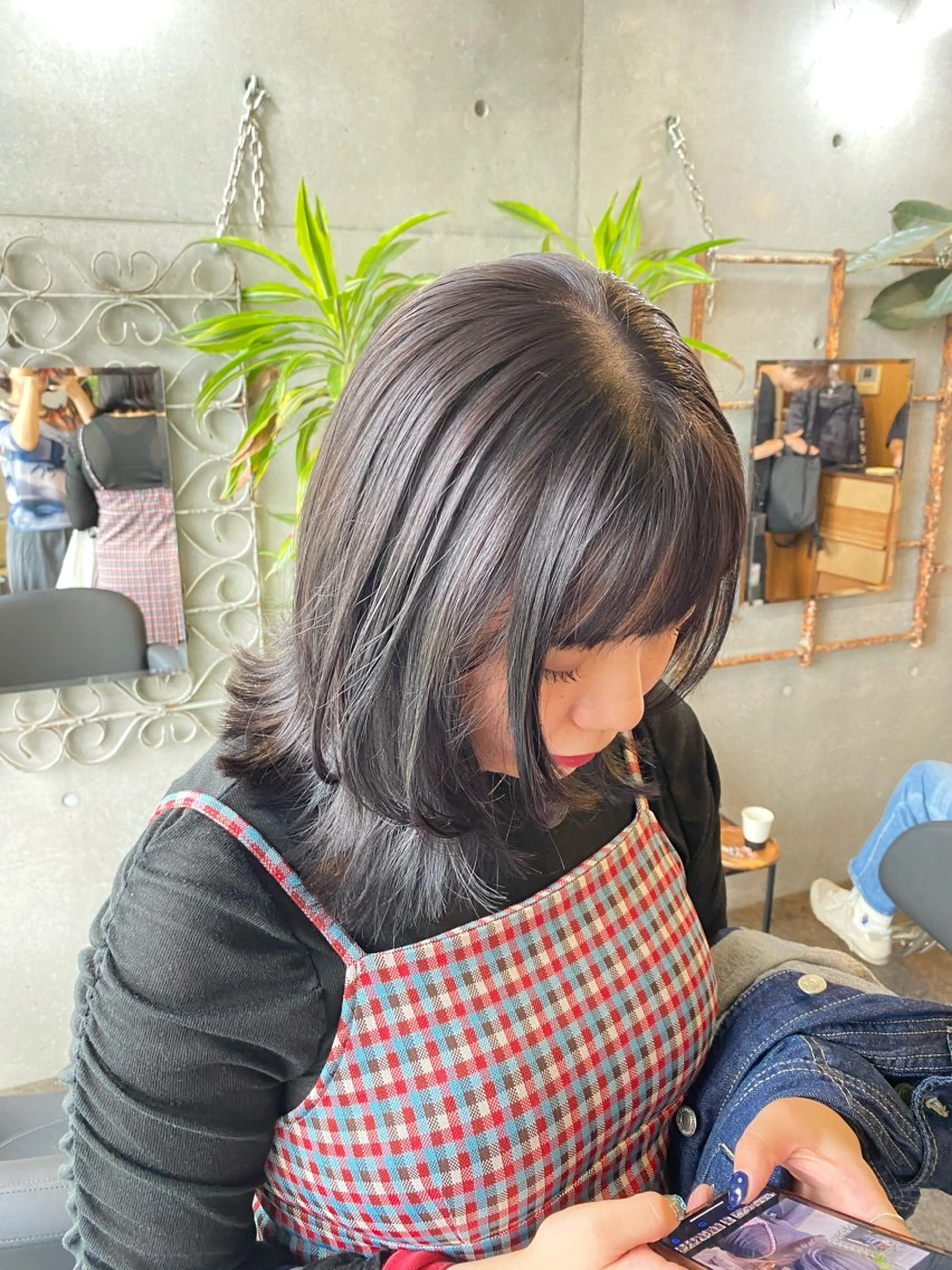 ミディアム カラー ヘアカラー トリートメント ヘッドスパ モリモト サナのヘアスタイル