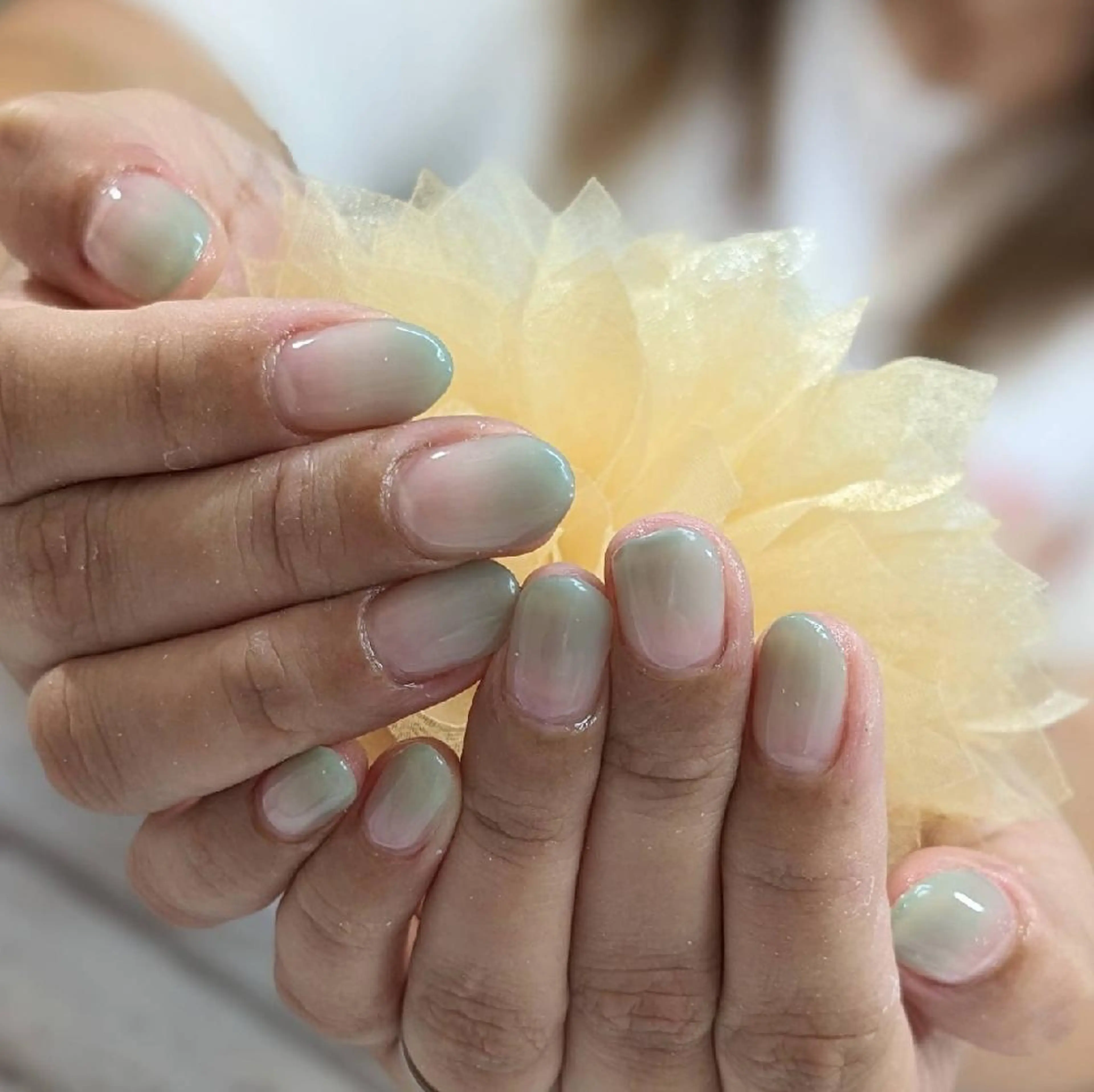 ネイル グラデーション グリーン ハンドネイル ネイルサロンベルティ .keikoのネイルデザイン