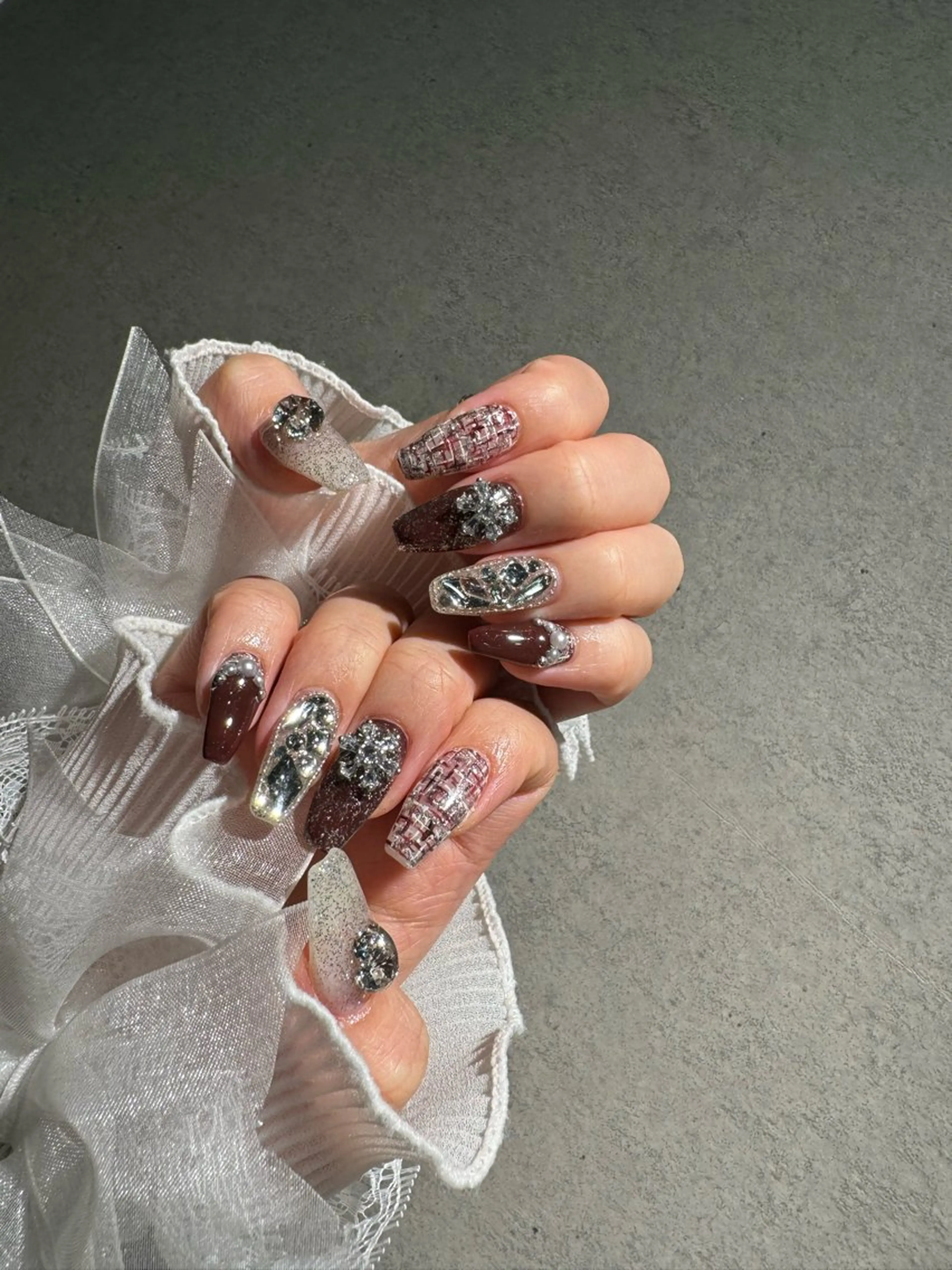 ネイル I-nailロング /ワンホン/キラキラのネイルデザイン