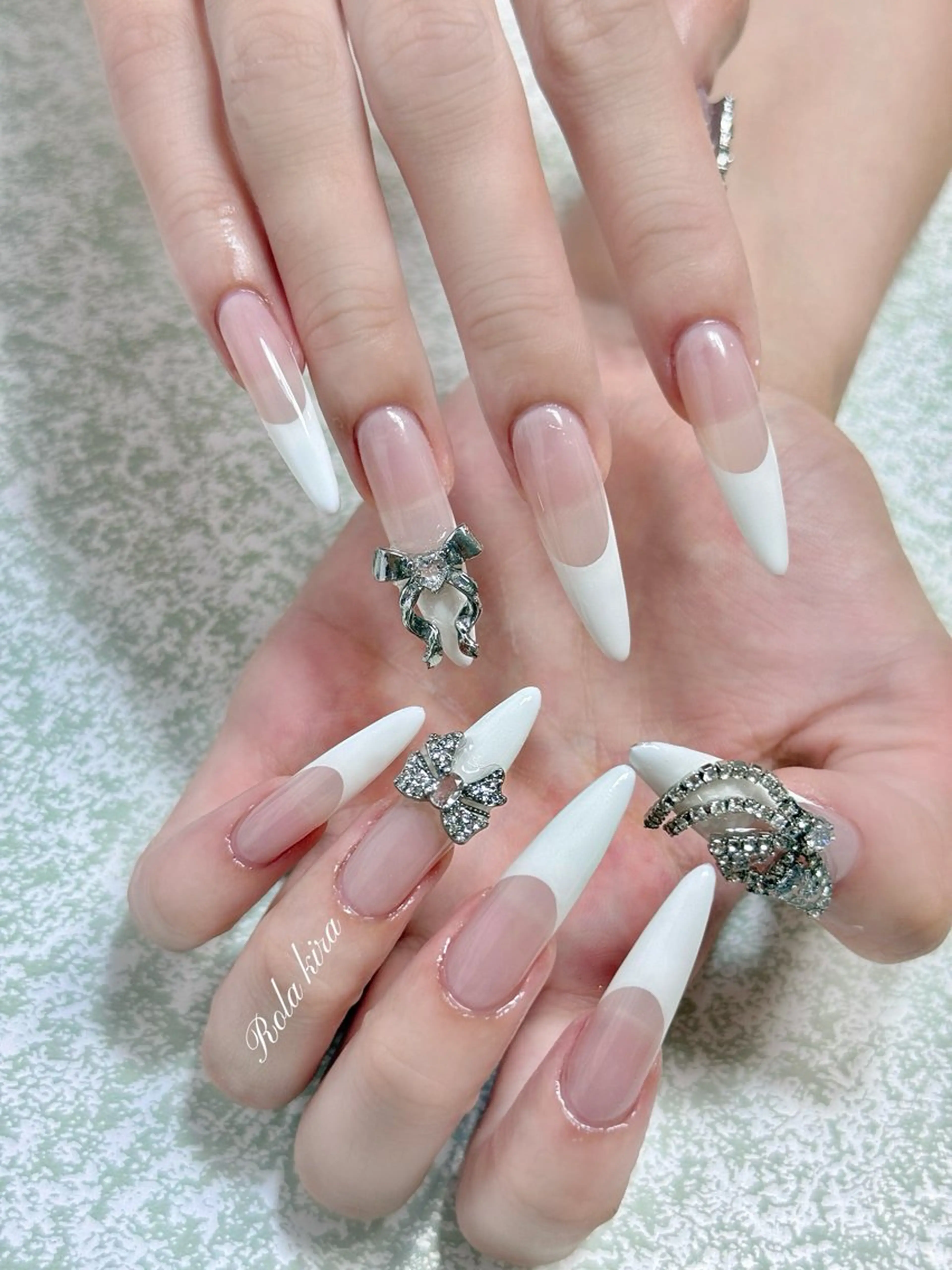 ネイル チークネイル 長さ出し フレンチネイル ジェルネイル 韓国ネイル ハンドネイル ユ ミのネイルデザイン