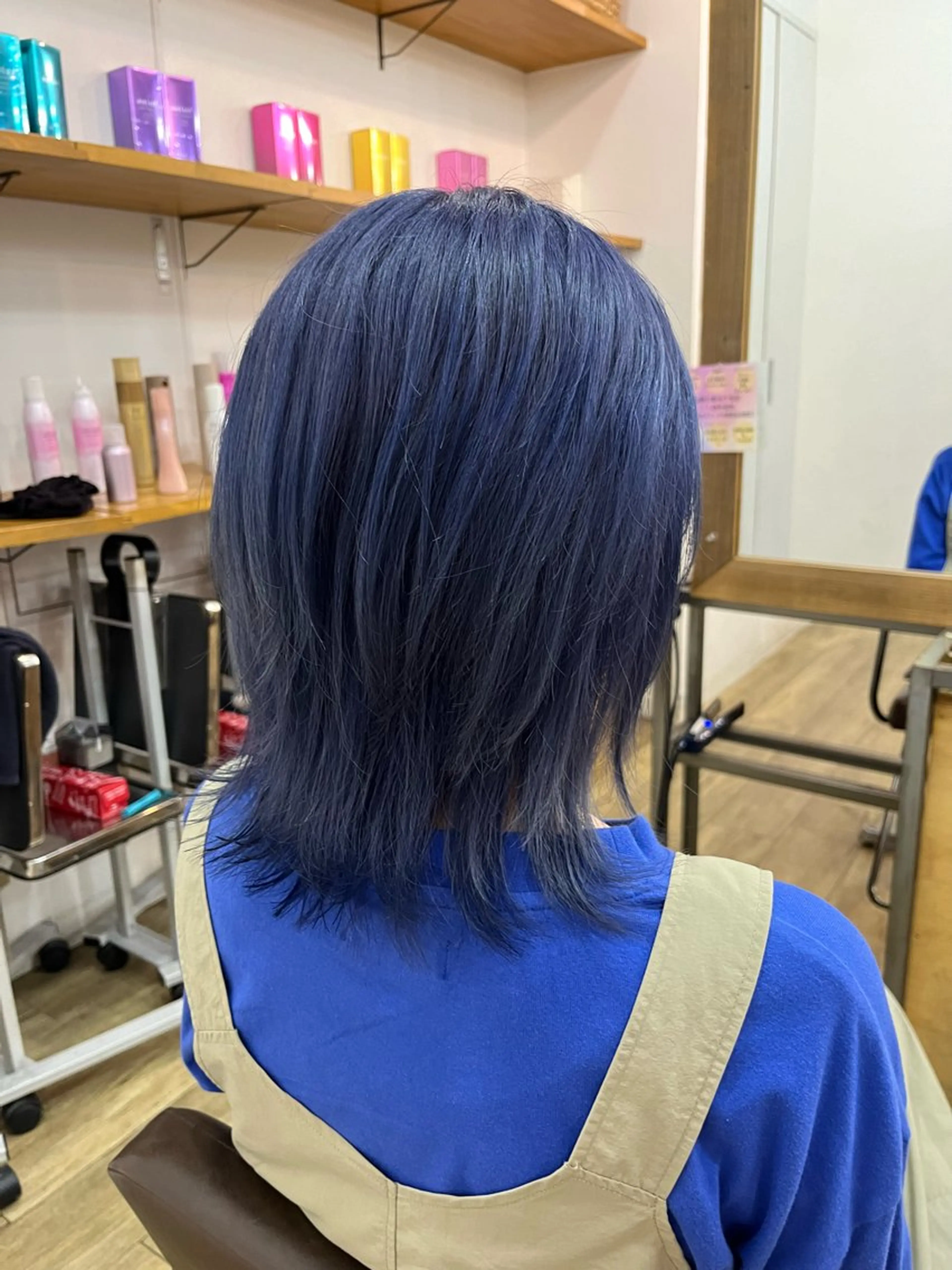 セミロング カラー ブルーカラー ネイビーカラー ヘアカラー 似合わせ/ブリーチ/ 髪質改善/ミクෆ‪のヘアスタイル