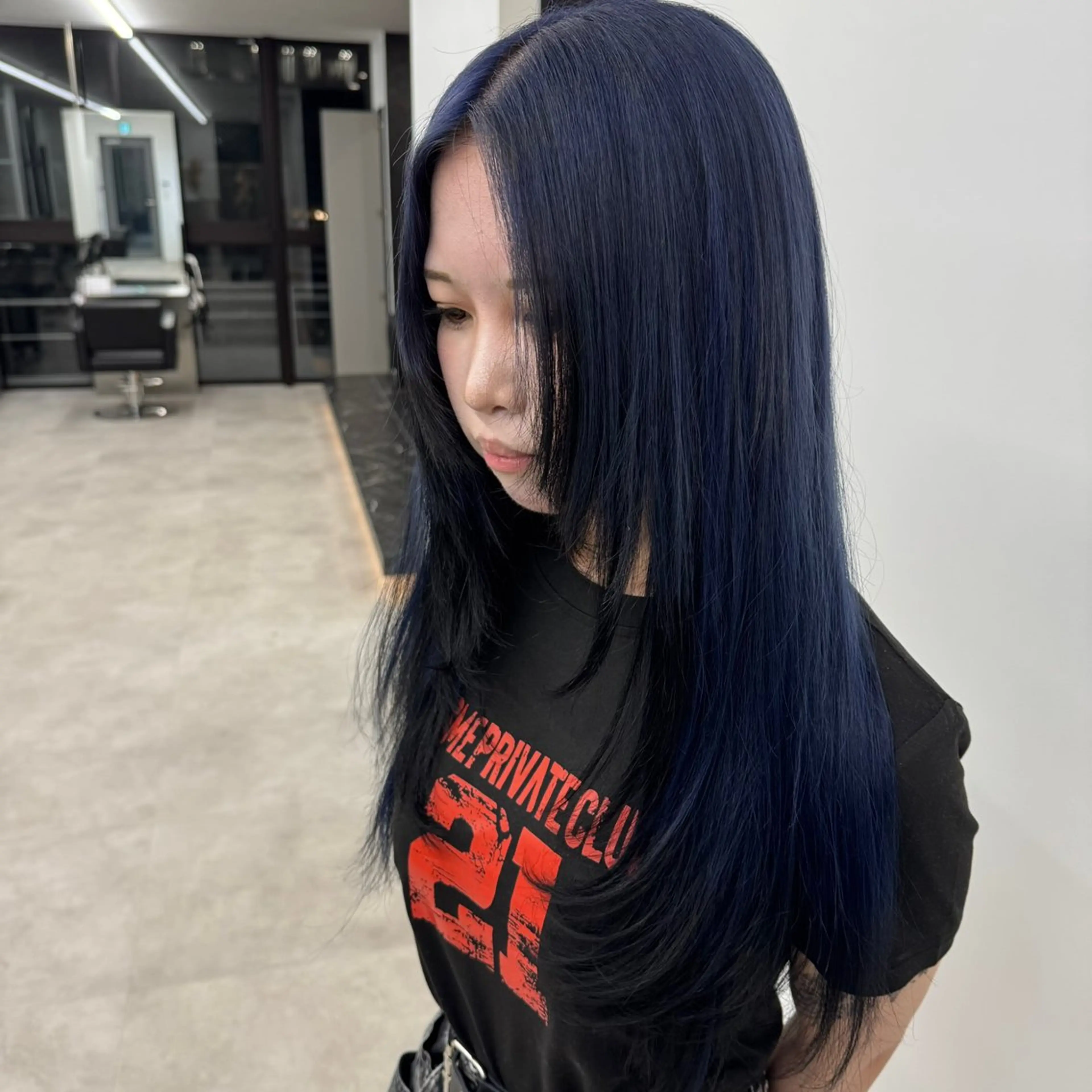 ロング カラー ブリーチ ブルーカラー ネイビーカラー ボブ エクステ ヘアカラー エクステ ハイトーン/エクステ /韓国ヘアKENTAのヘアスタイル