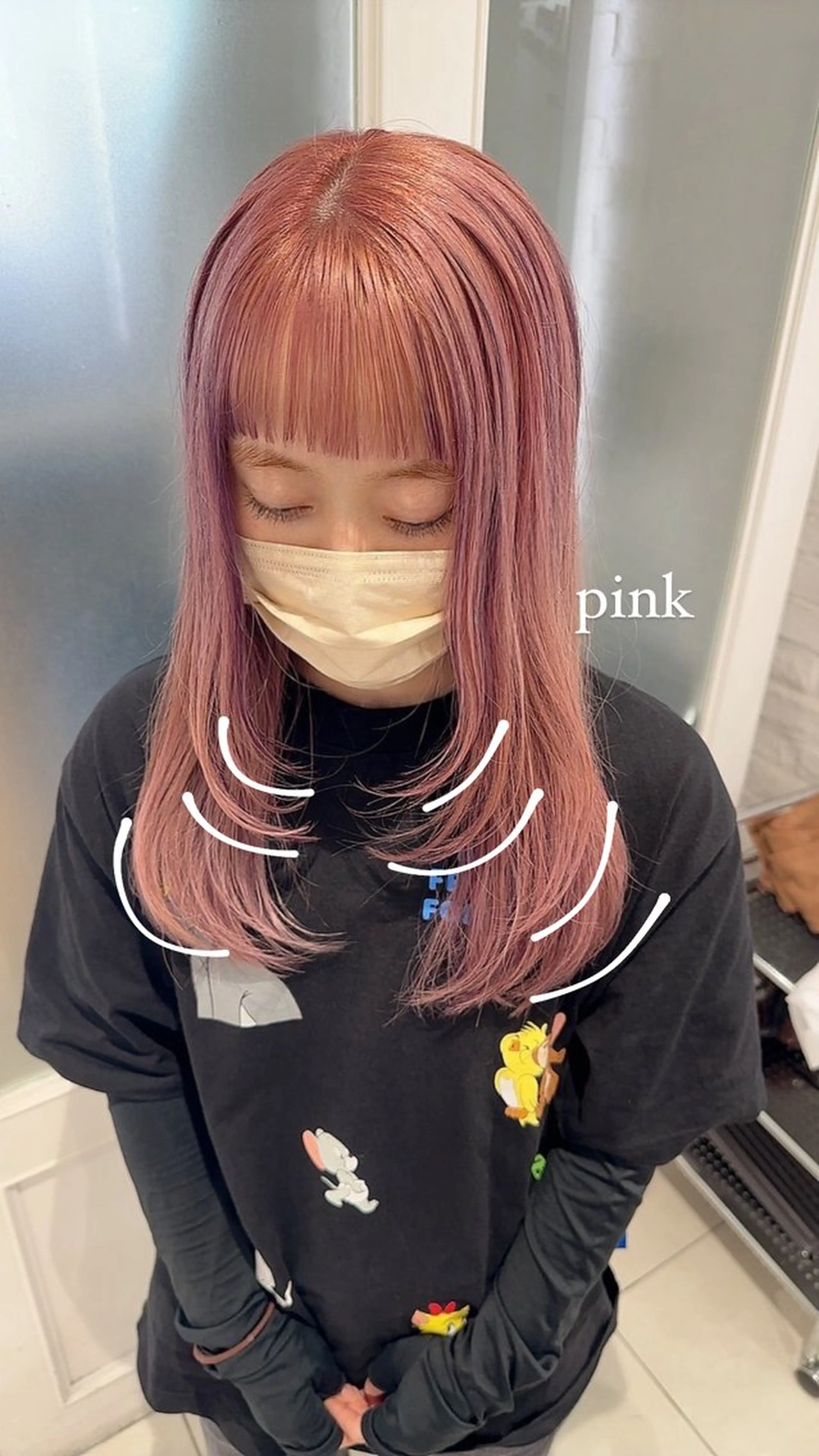 ロング カラー ピンクカラー レイヤーカット ヘアカラー 山下恋佳/矢場町/ ブリーチ/ショートのヘアスタイル