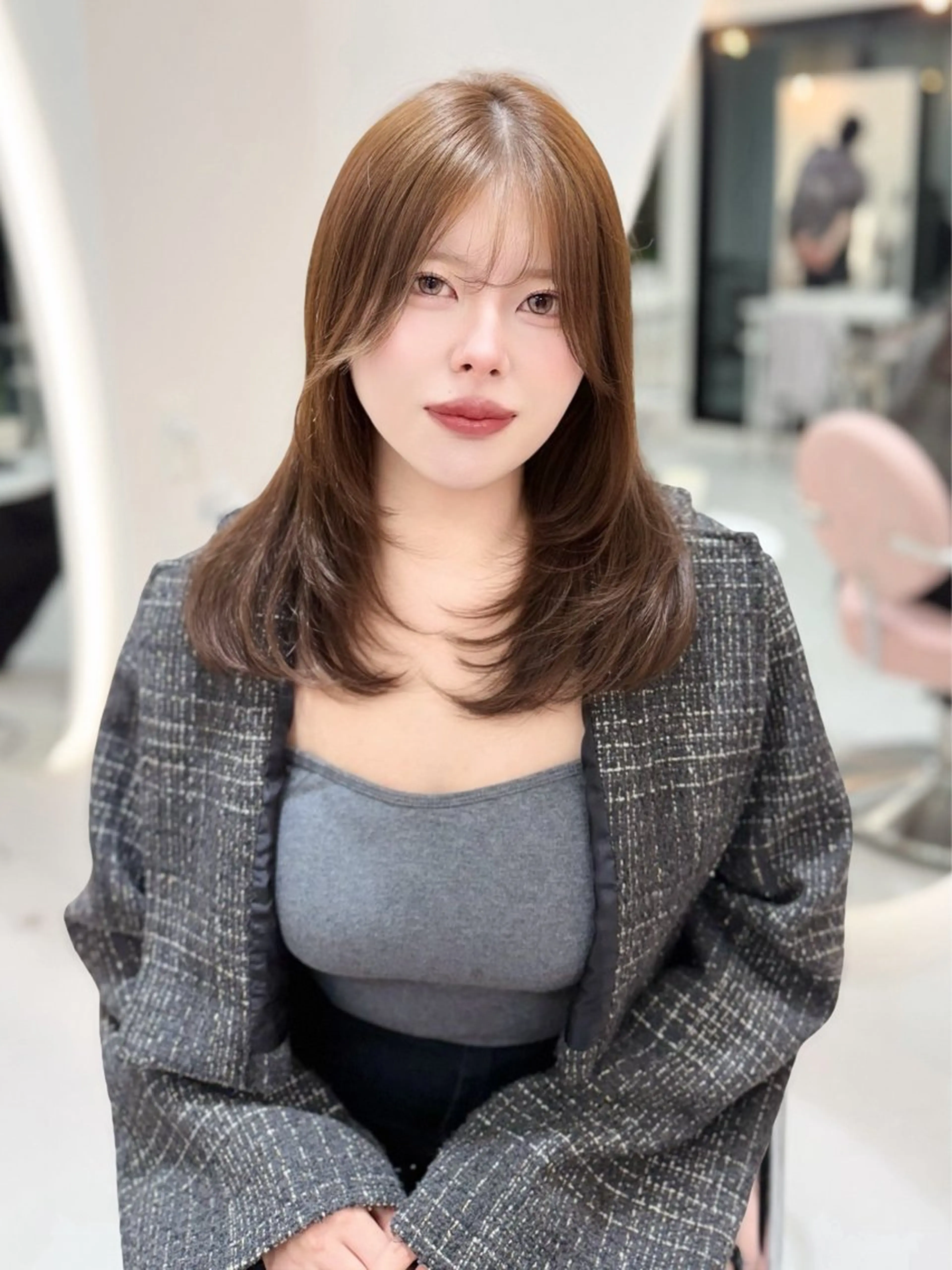 セミロング カラー ヘアアレンジ カット ヘアカラー トリートメント ヘッドスパ ヘアセット 縮毛矯正🤍 盛れるボブ/ひかりのヘアスタイル