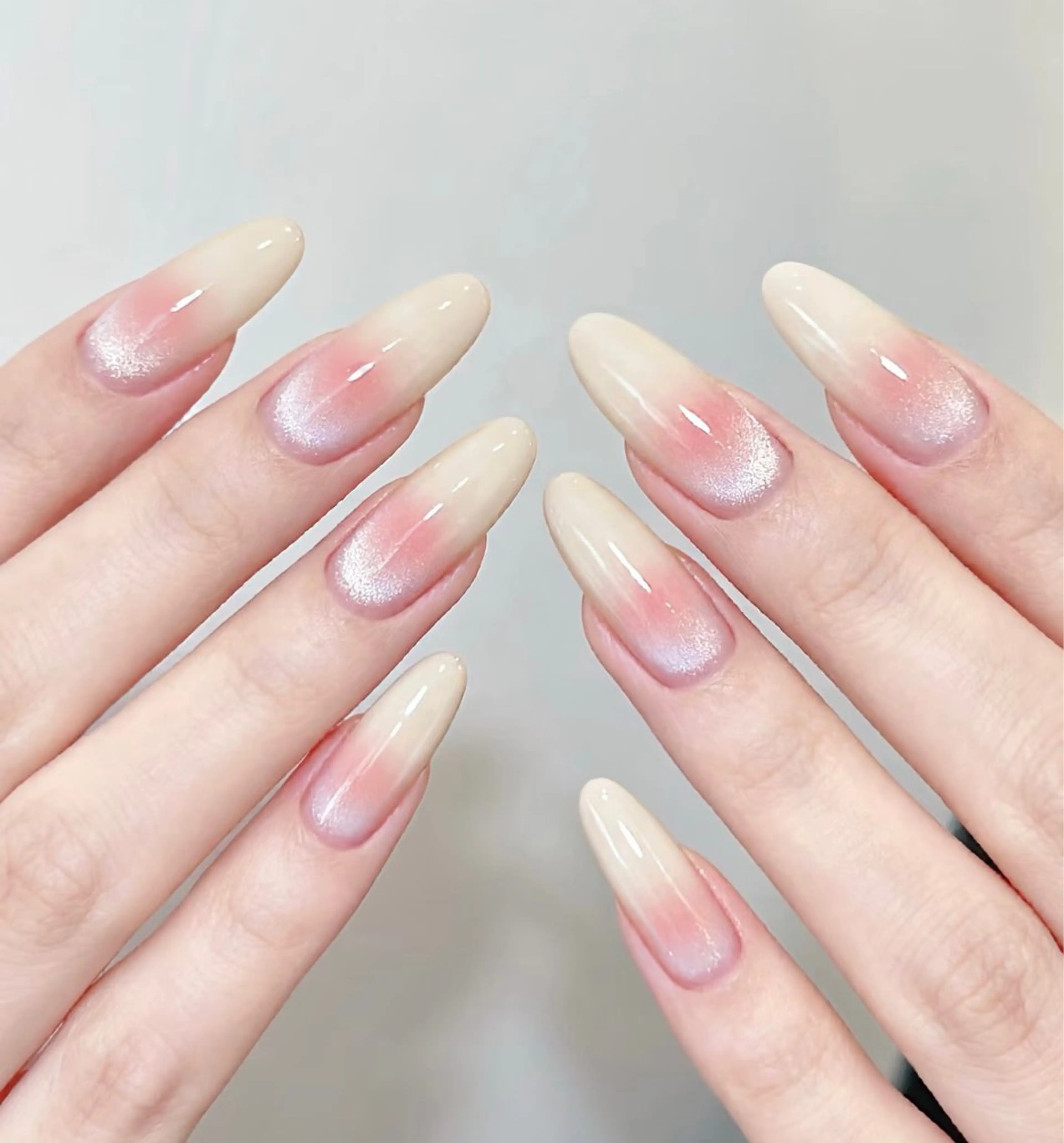 ネイル フレンチネイル ガーリー ガラスフレンチ 韓国ネイル ロングネイル ハンドネイル Venus nail チップ長さだし専門店のネイルデザイン