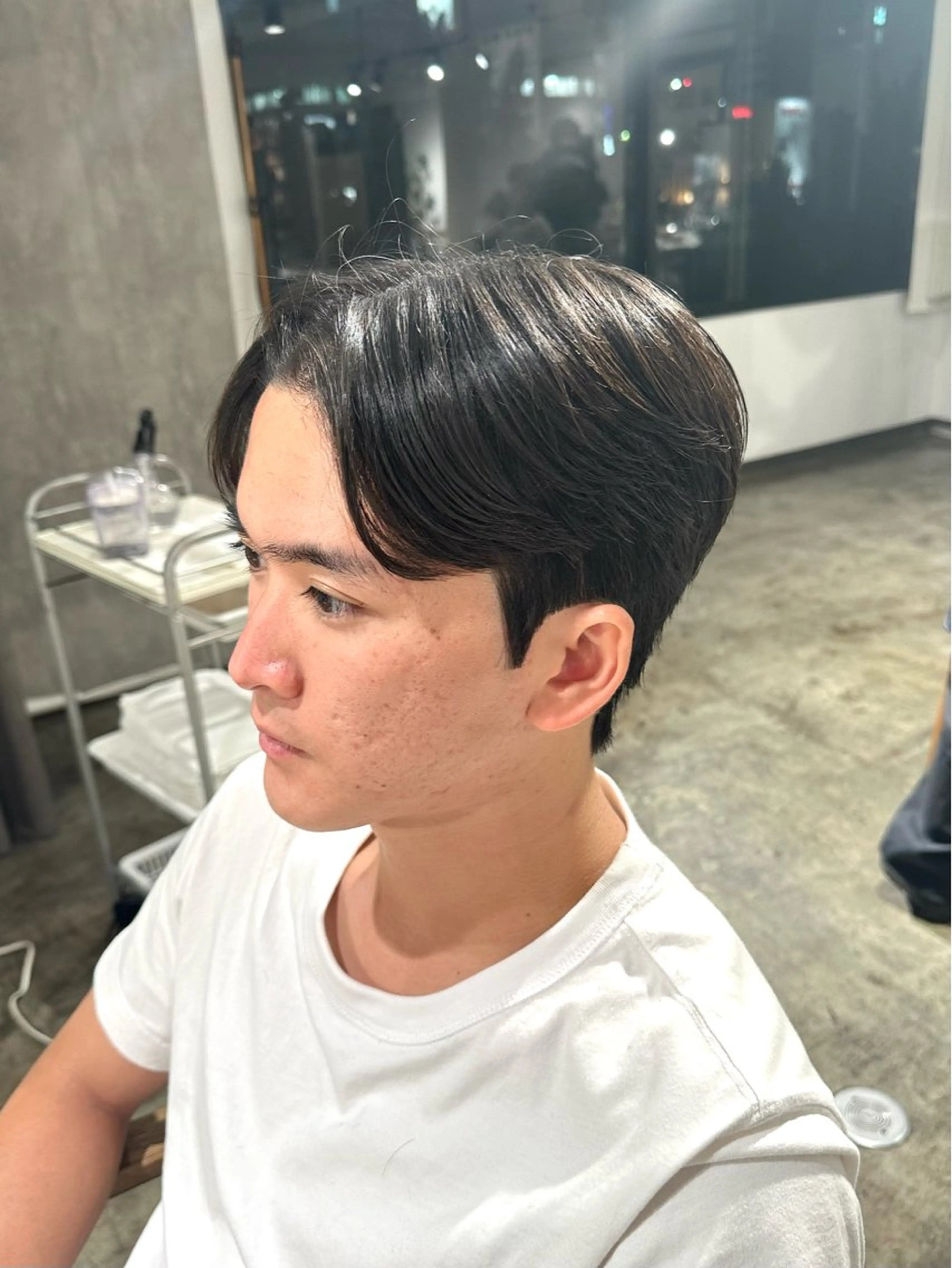 パーマ メンズ センターパート ダウンパーマ メンズ韓国風 メンズパーマ カット パーマ トリートメント 骨格補正施術/メンズ 専門美容師/YUYAのヘアスタイル