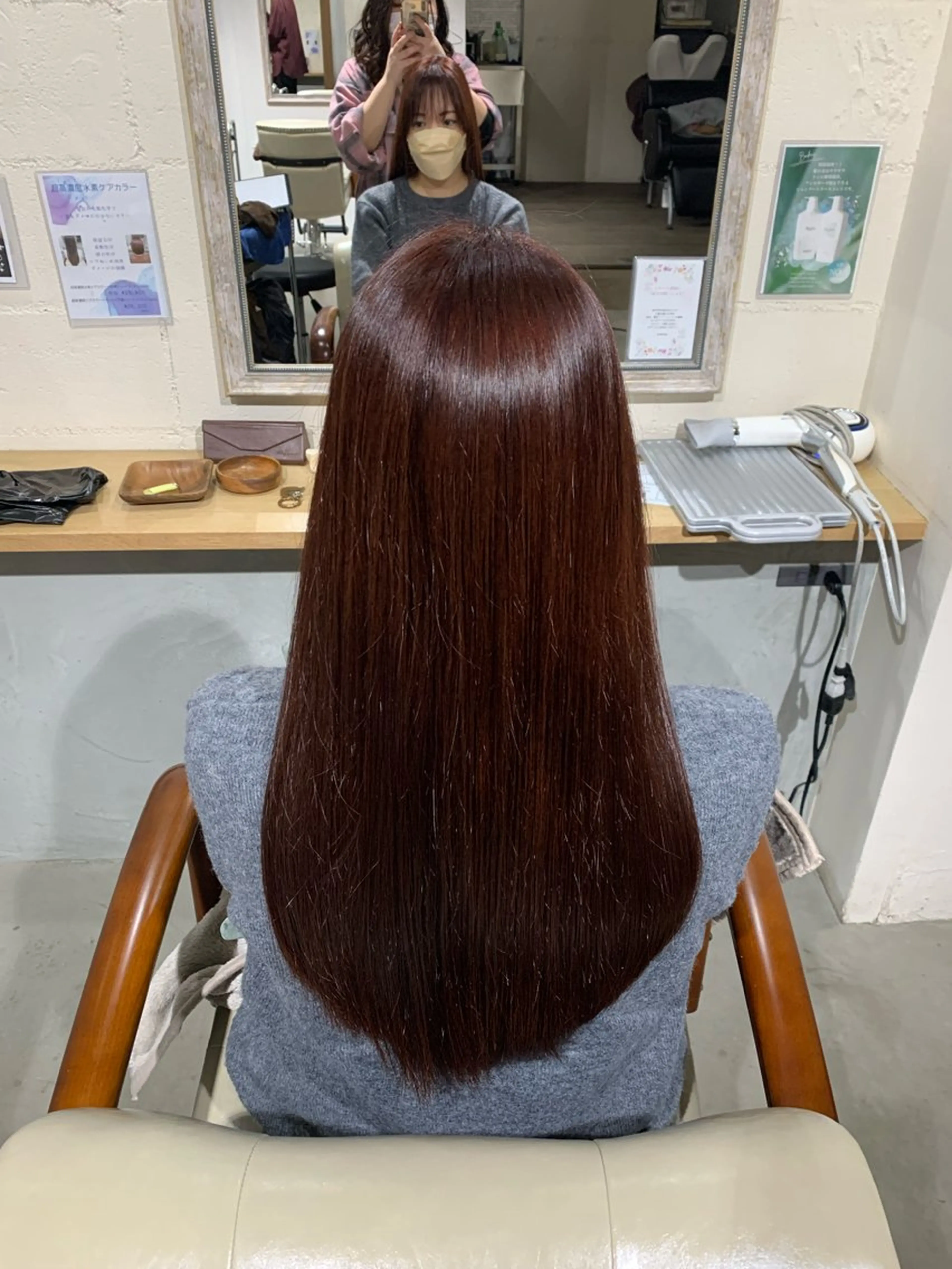ロング ピンクブラウン 福永 ちひろのヘアスタイル