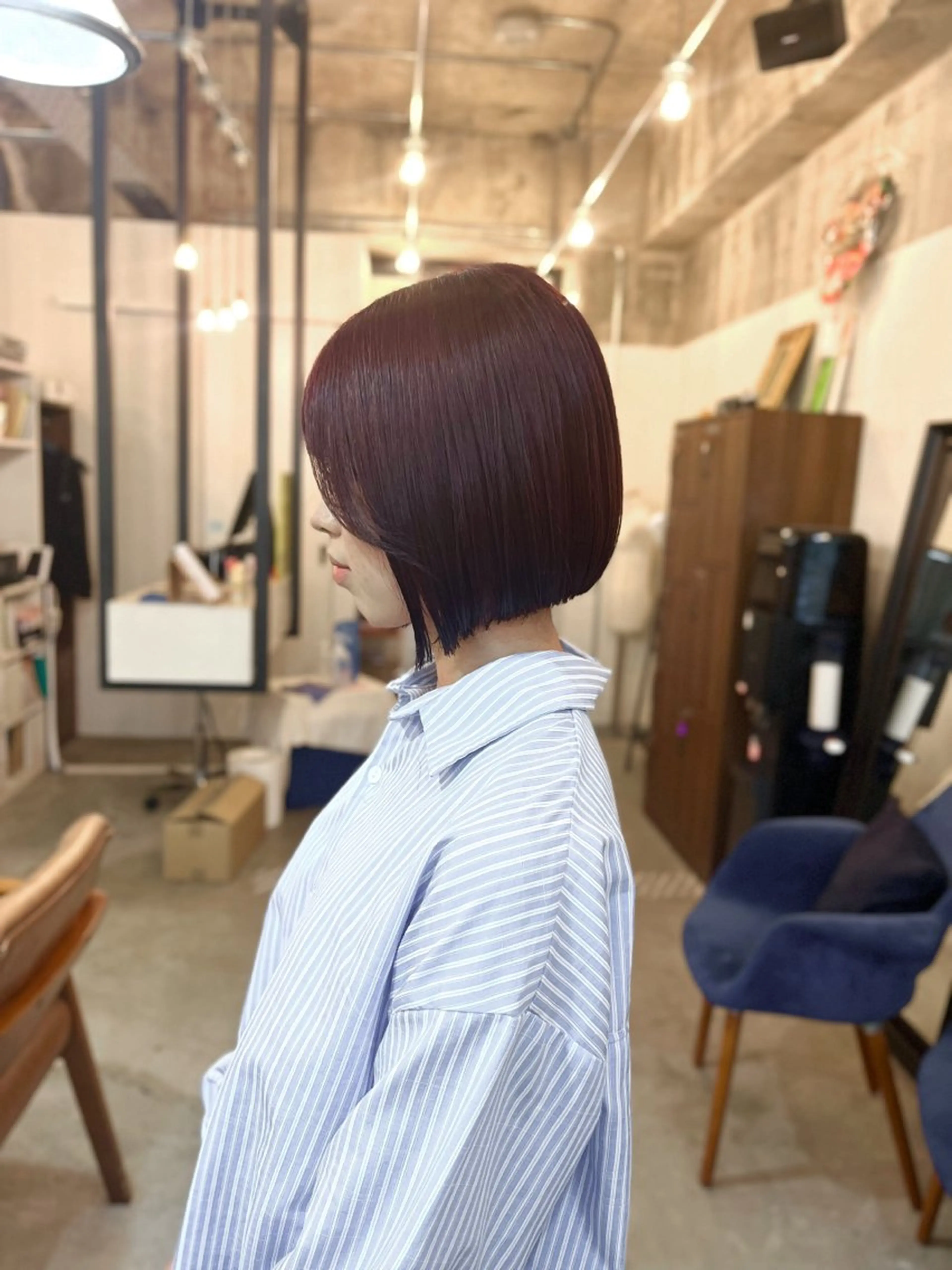 ショート カラー ブリーチ ブリーチなしカラー レッドカラー ボブ カット ヘアカラー トリートメント SABO /透明感カラー/美髪のヘアスタイル