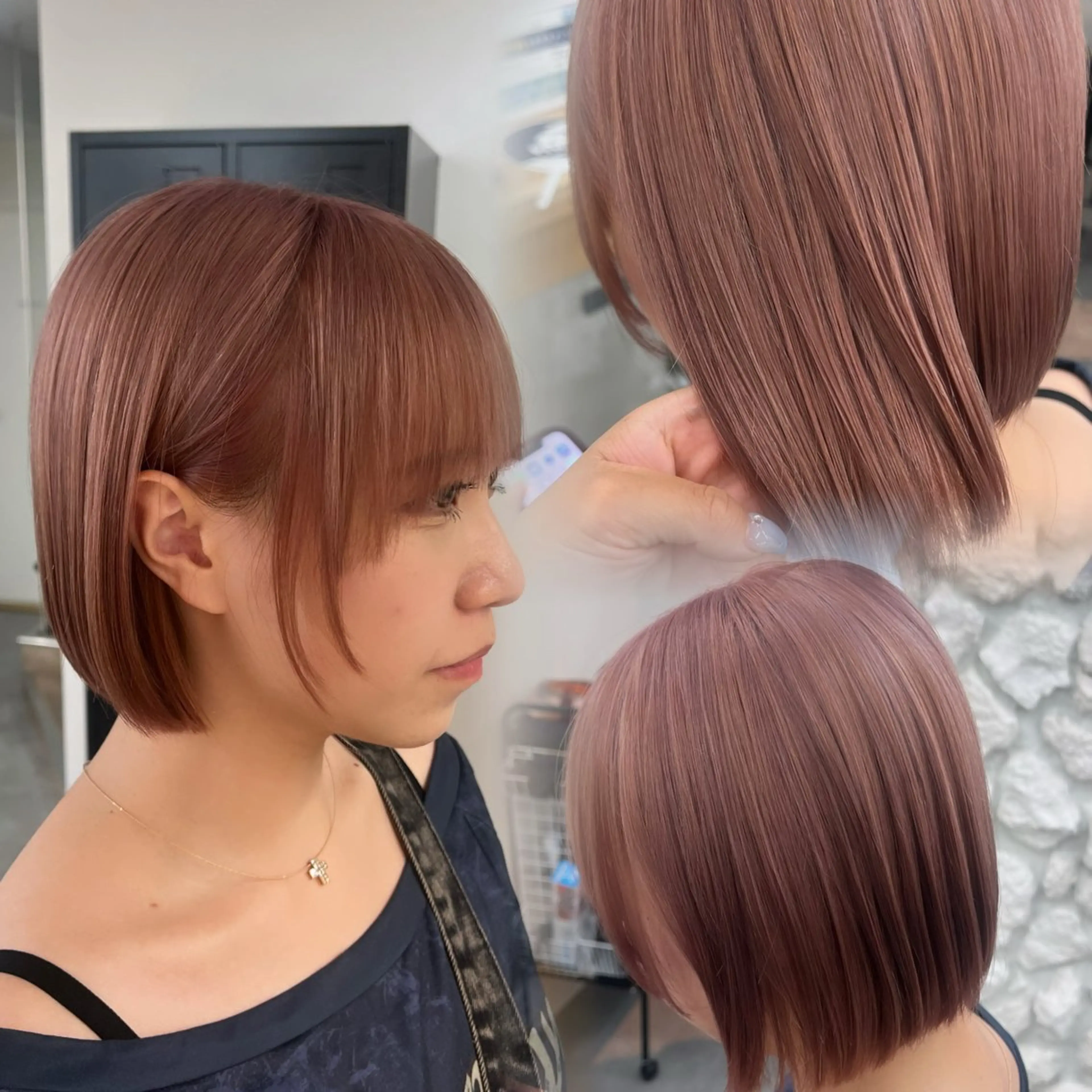 カラー ベージュカラー ブリーチ ピンクカラー ピンクベージュ カット ヘアカラー トリートメント MODEK's 庄内 mikuのヘアスタイル