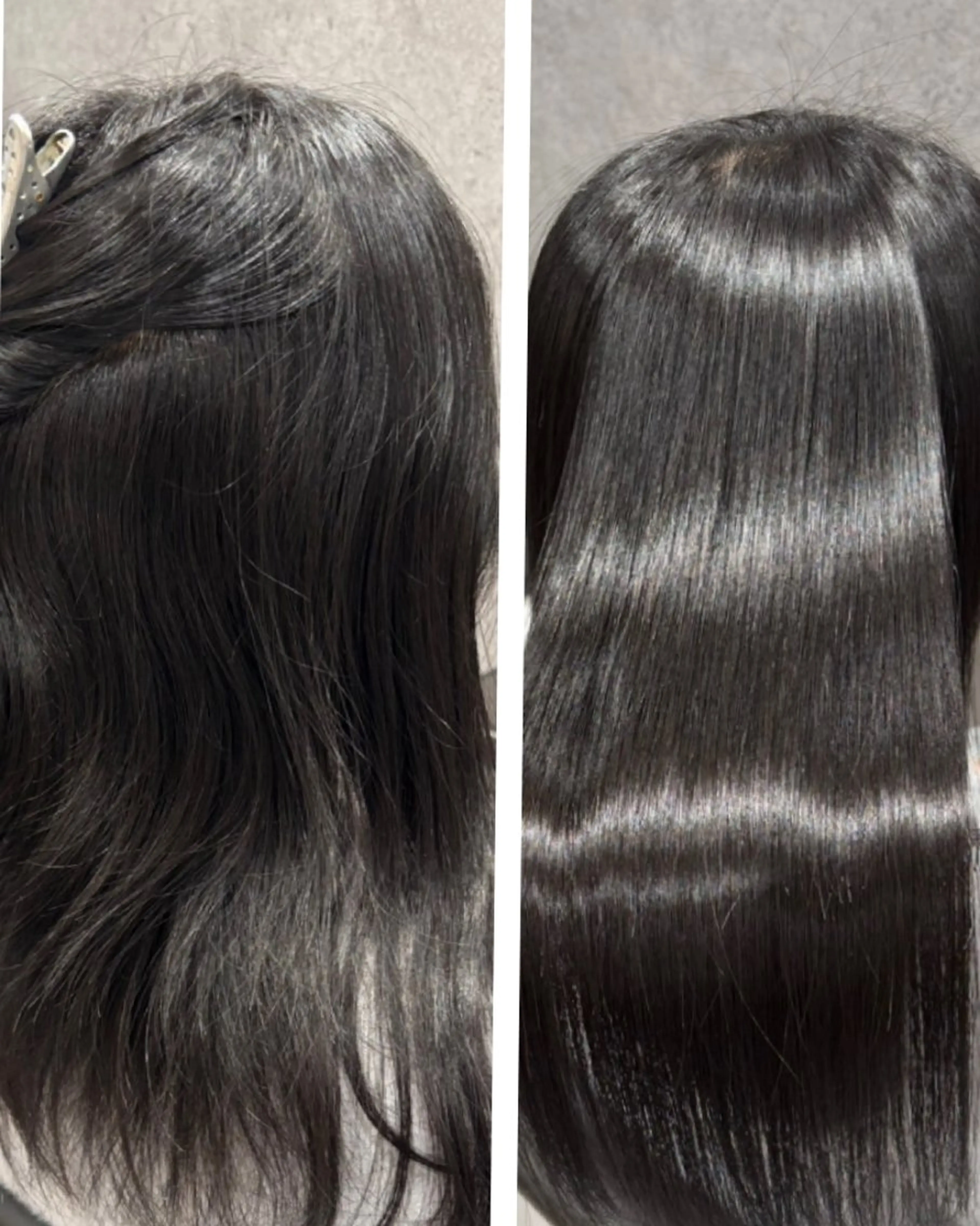 ロング 縮毛矯正 艶髪／オリーブ系／ 肌が綺麗に見えるお色のヘアスタイル