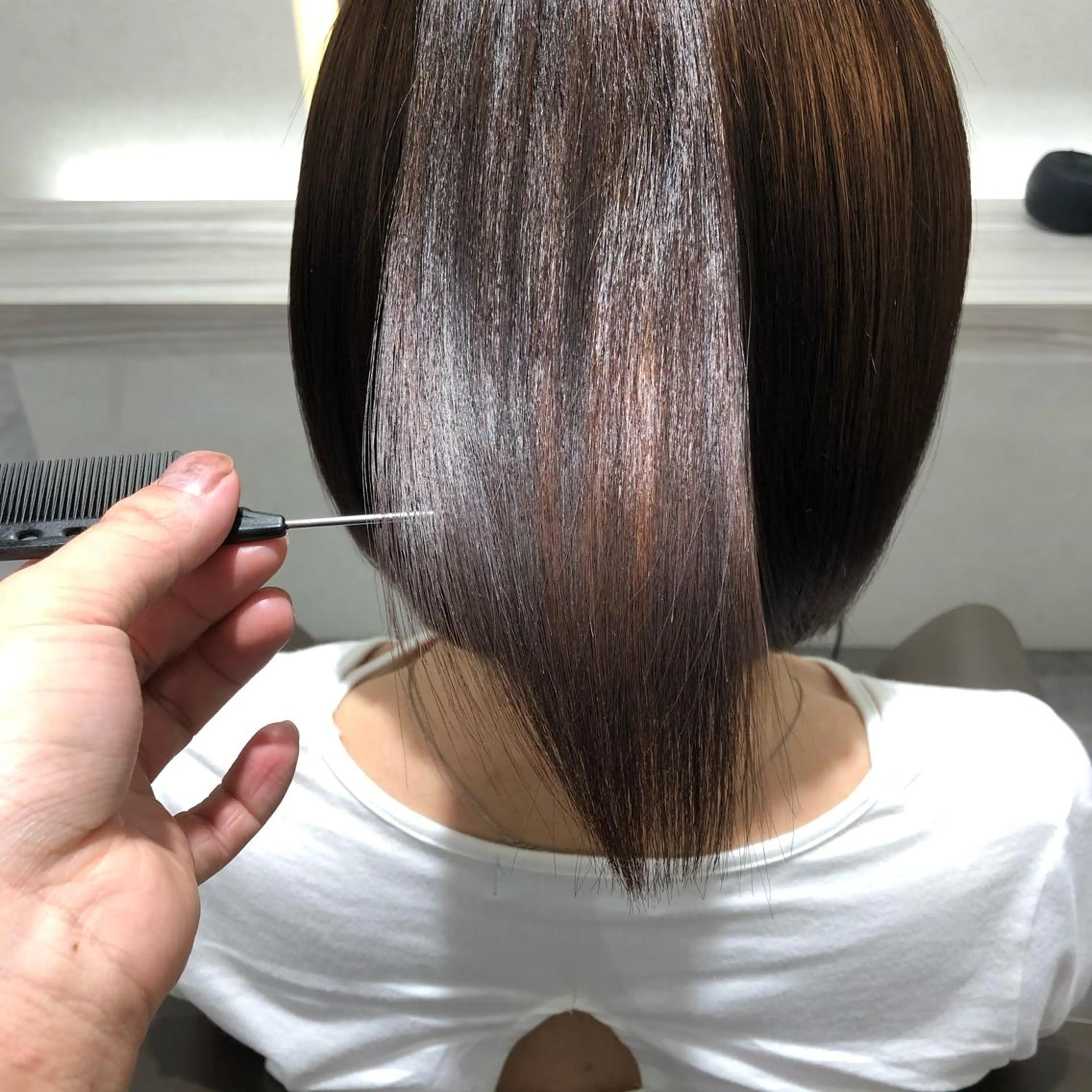 ミディアム ムトウセイマ/ 縮毛矯正/ブリーチのヘアスタイル