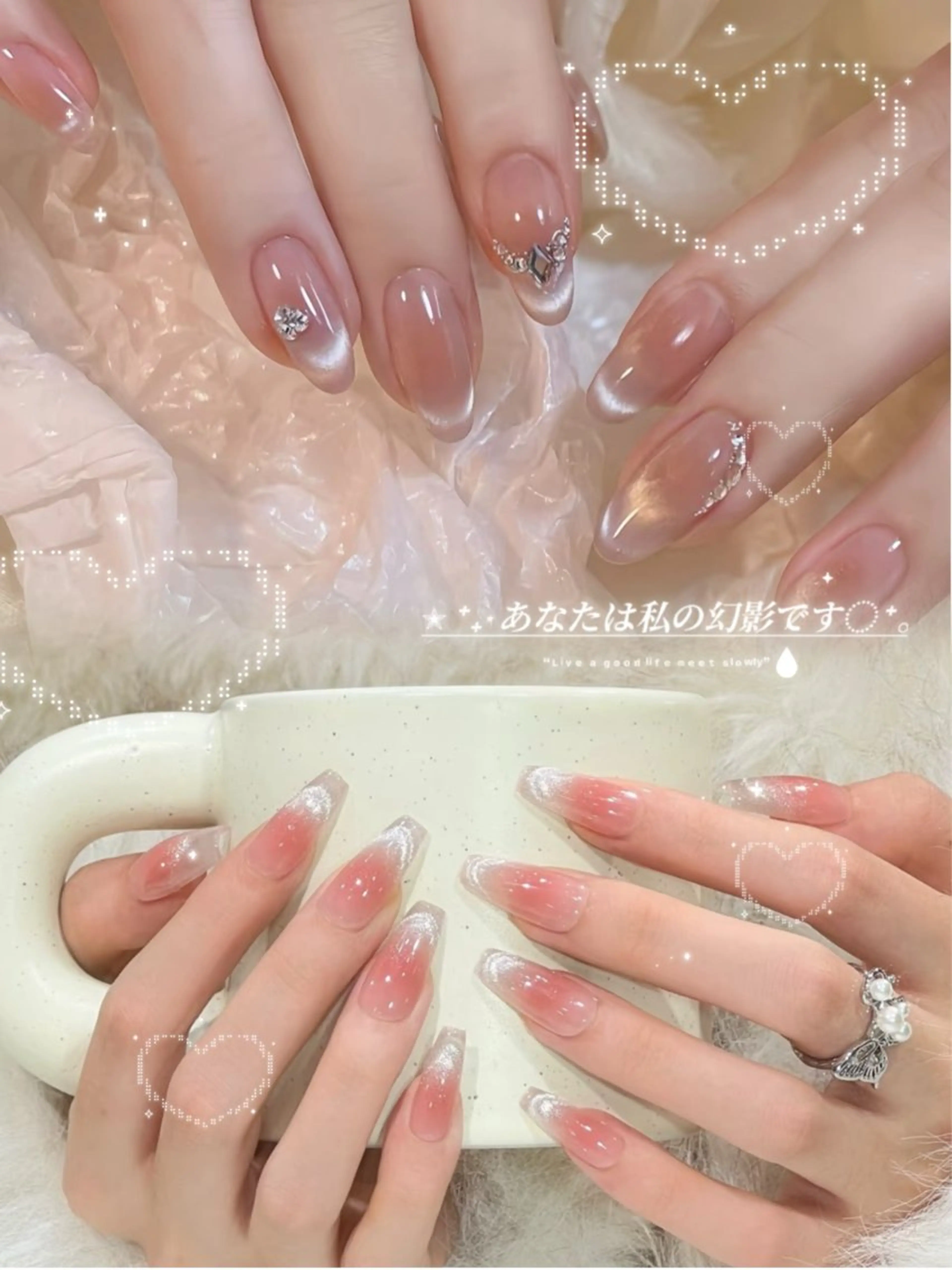 ネイル チークネイル フレンチネイル マグネットネイル マグネットフレンチ ハンドネイル Y3 NailSalonのネイルデザイン