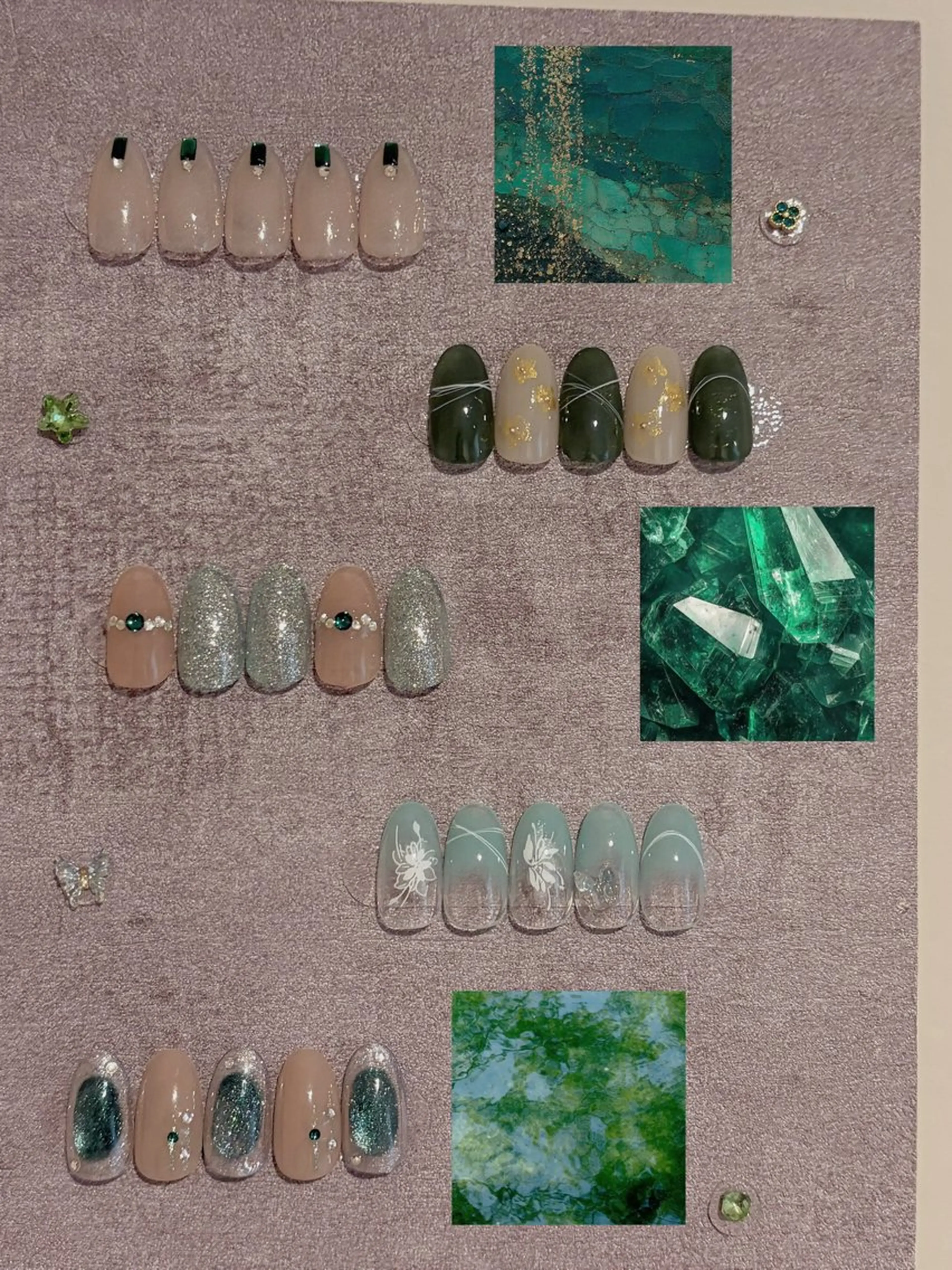 ネイル ガーリー グリーン キラキラネイル ラメ(グリッター) マグネットネイル ハンドネイル haku mioのネイルデザイン