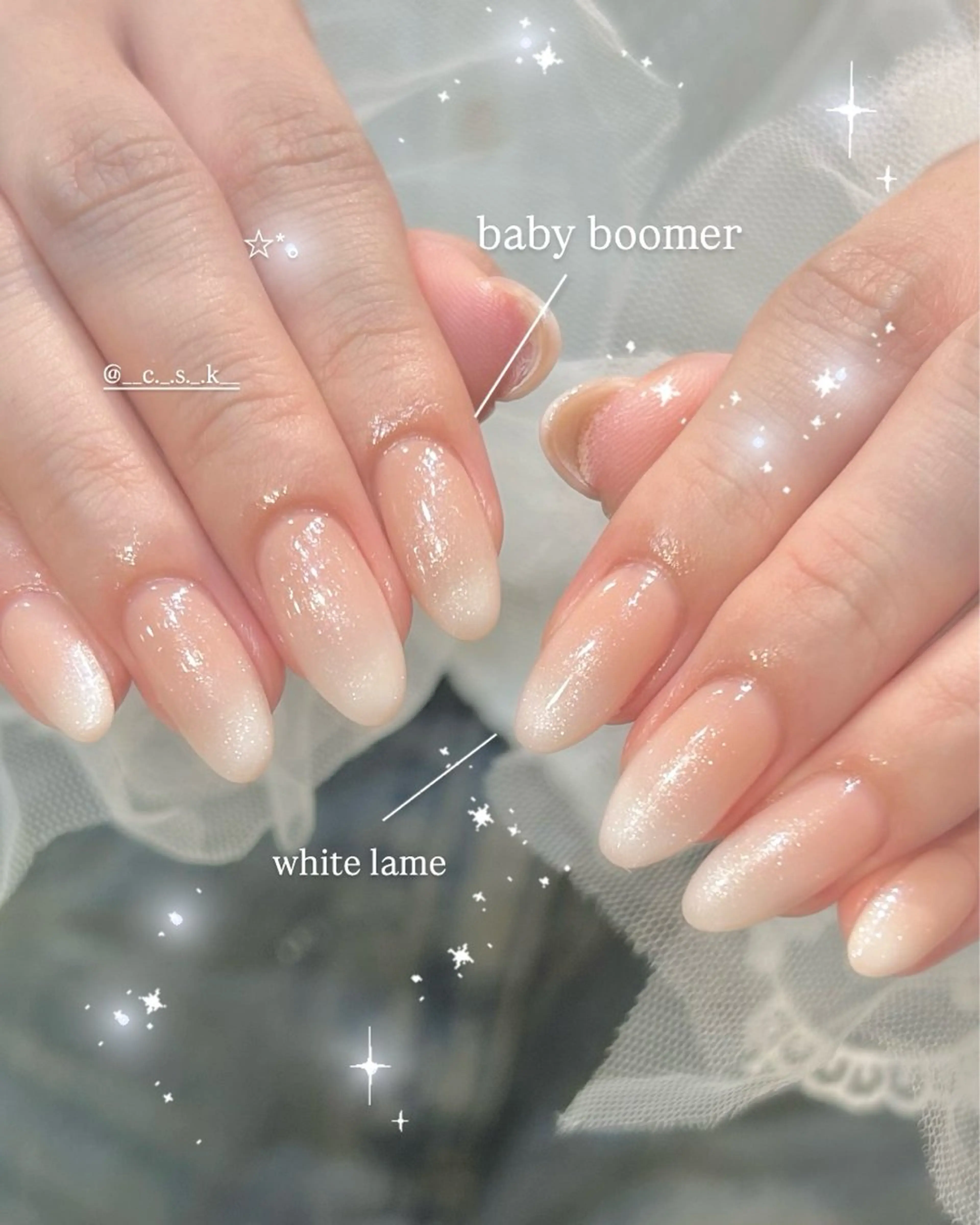 ネイル クリアネイル グラデーション ラメ(グリッター) ハンドネイル 🎀チーク/ちゅるん 🫧chisa🎀のネイルデザイン