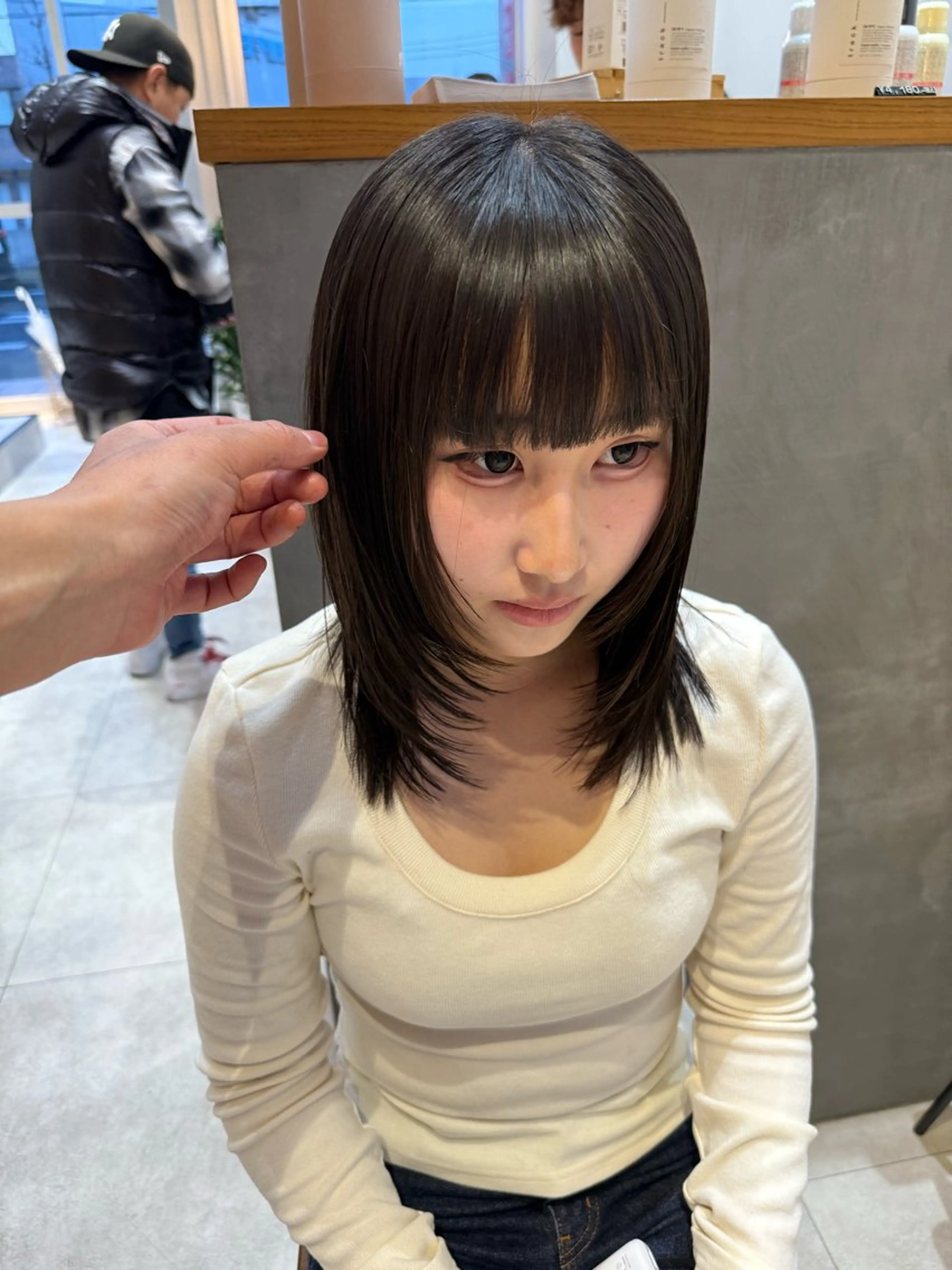 ミディアム 顔周りカット レイヤーカット カット ヘアカラー トリートメント 石原圭悟 /ショート/艶カラーのヘアスタイル