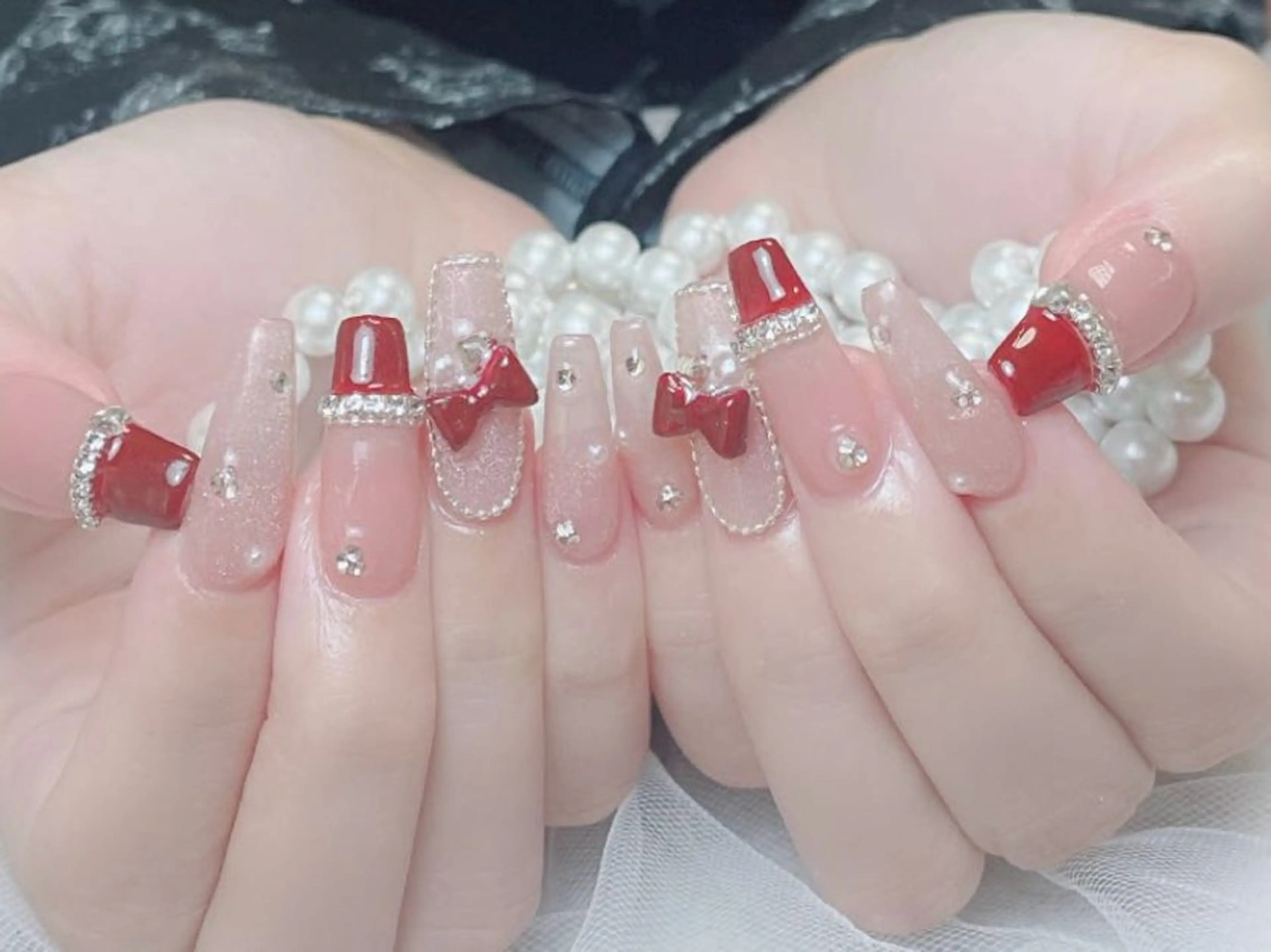 ネイル フレンチネイル ジェルネイル ハート 韓国ネイル マグネットネイル ネイルサロン lotusのネイルデザイン