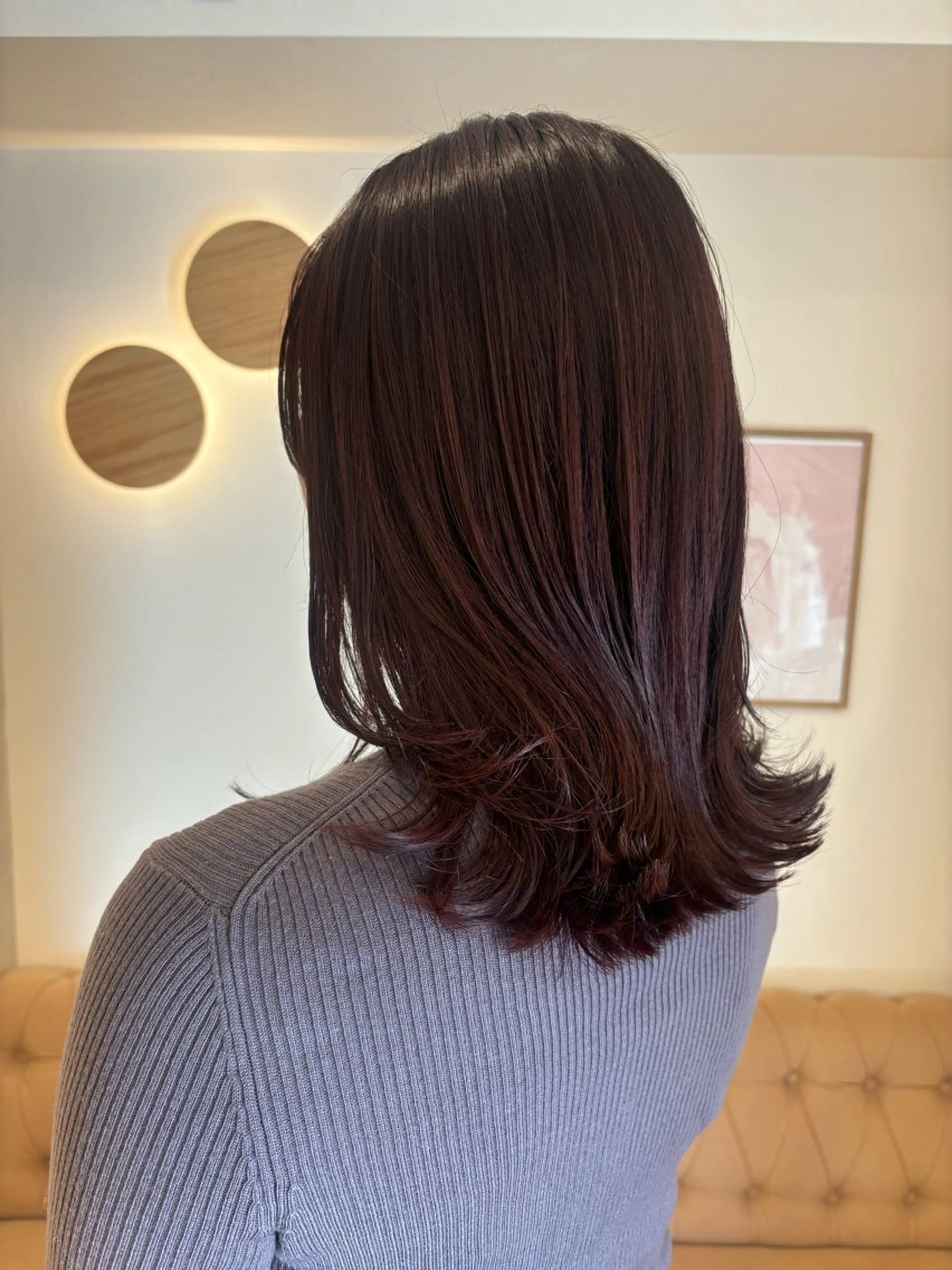 ミディアム カラー ヘアカラー トリートメント ミルクティ/ピンク/ レイヤー/yuriaのヘアスタイル