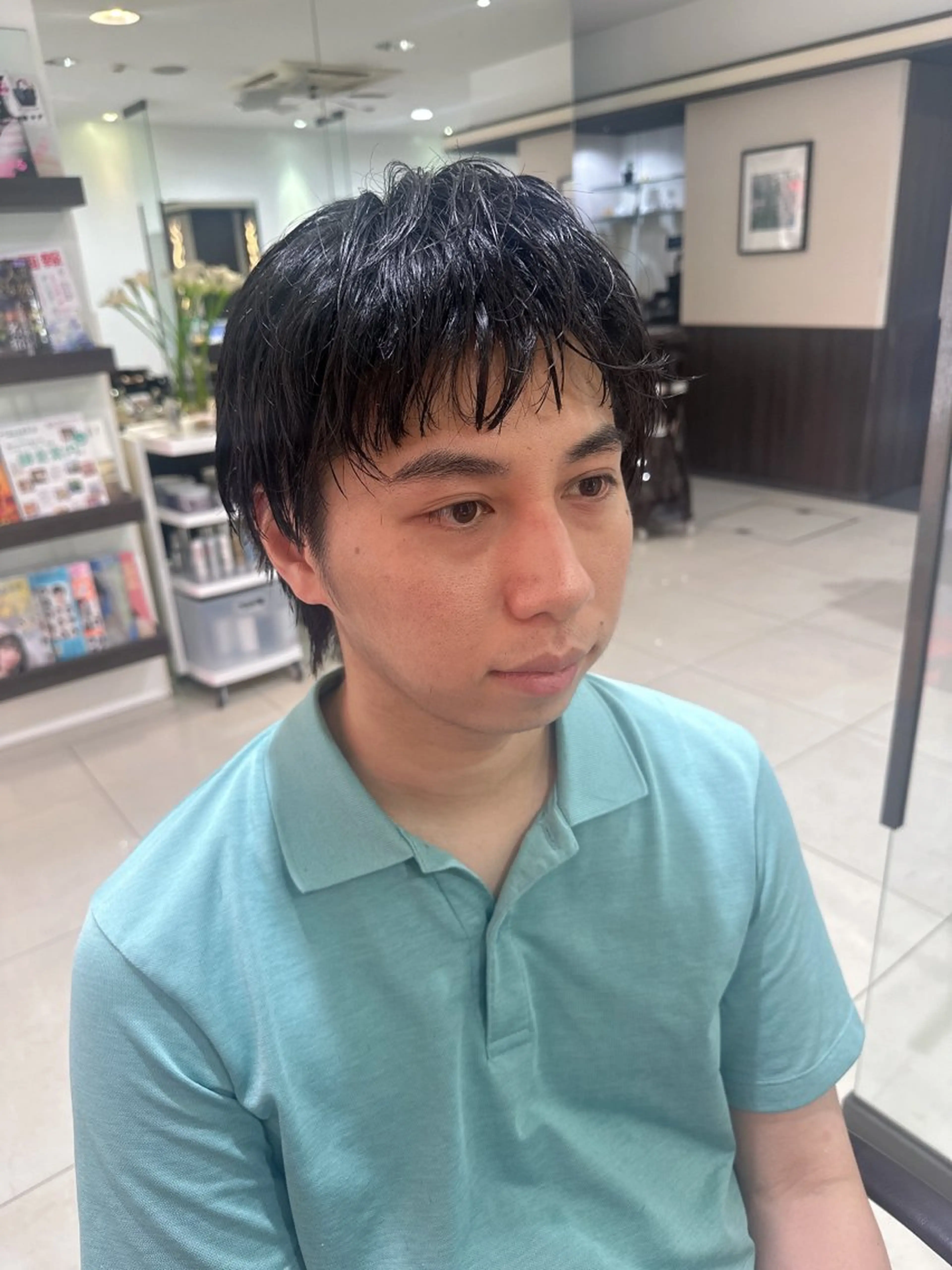 メンズ レイヤー 艶々カラーのヘアスタイル