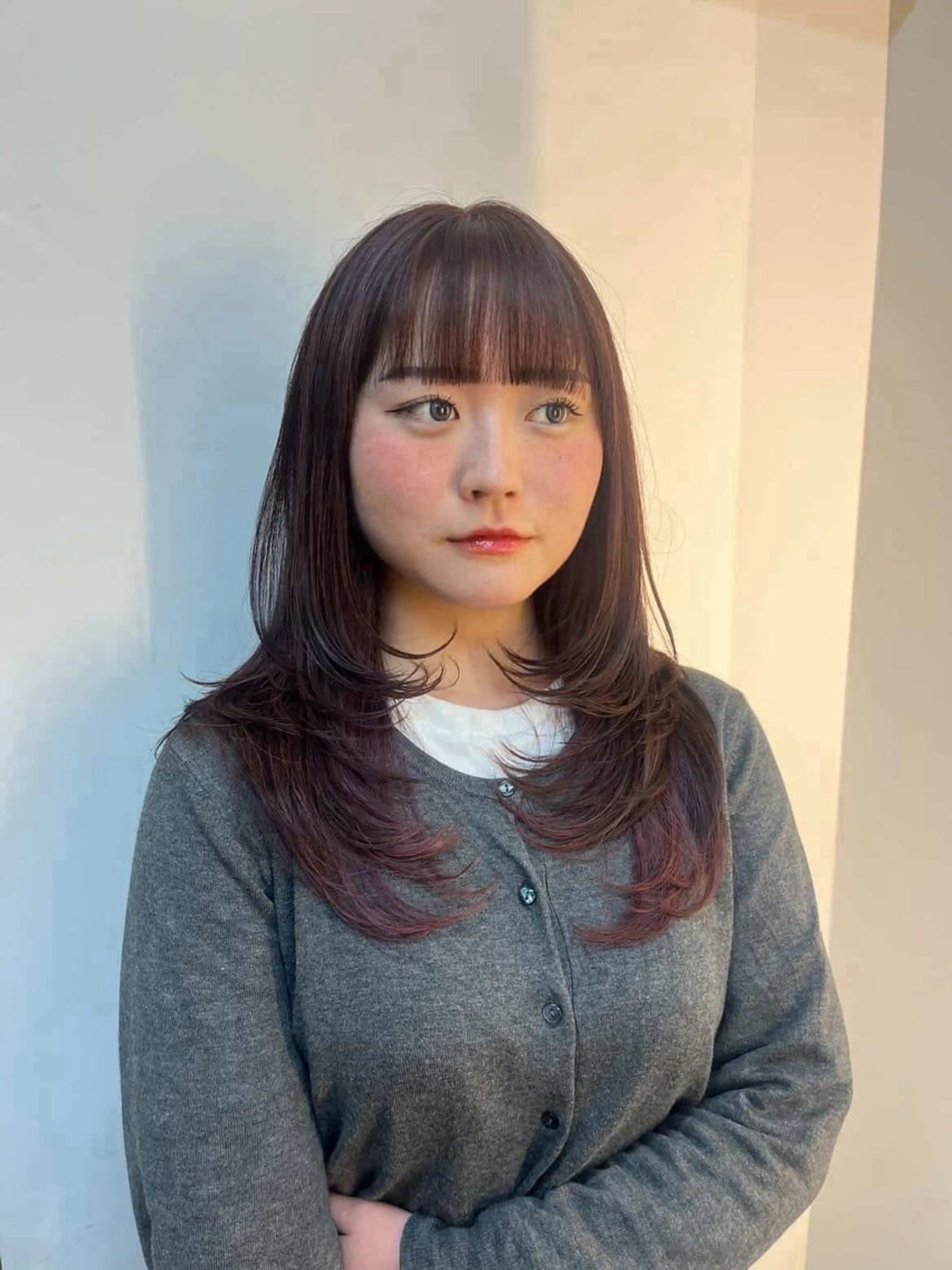 ロング カラー ハッシュカット レイヤーカット カット ヘアカラー 竹内 穂乃佳のヘアスタイル