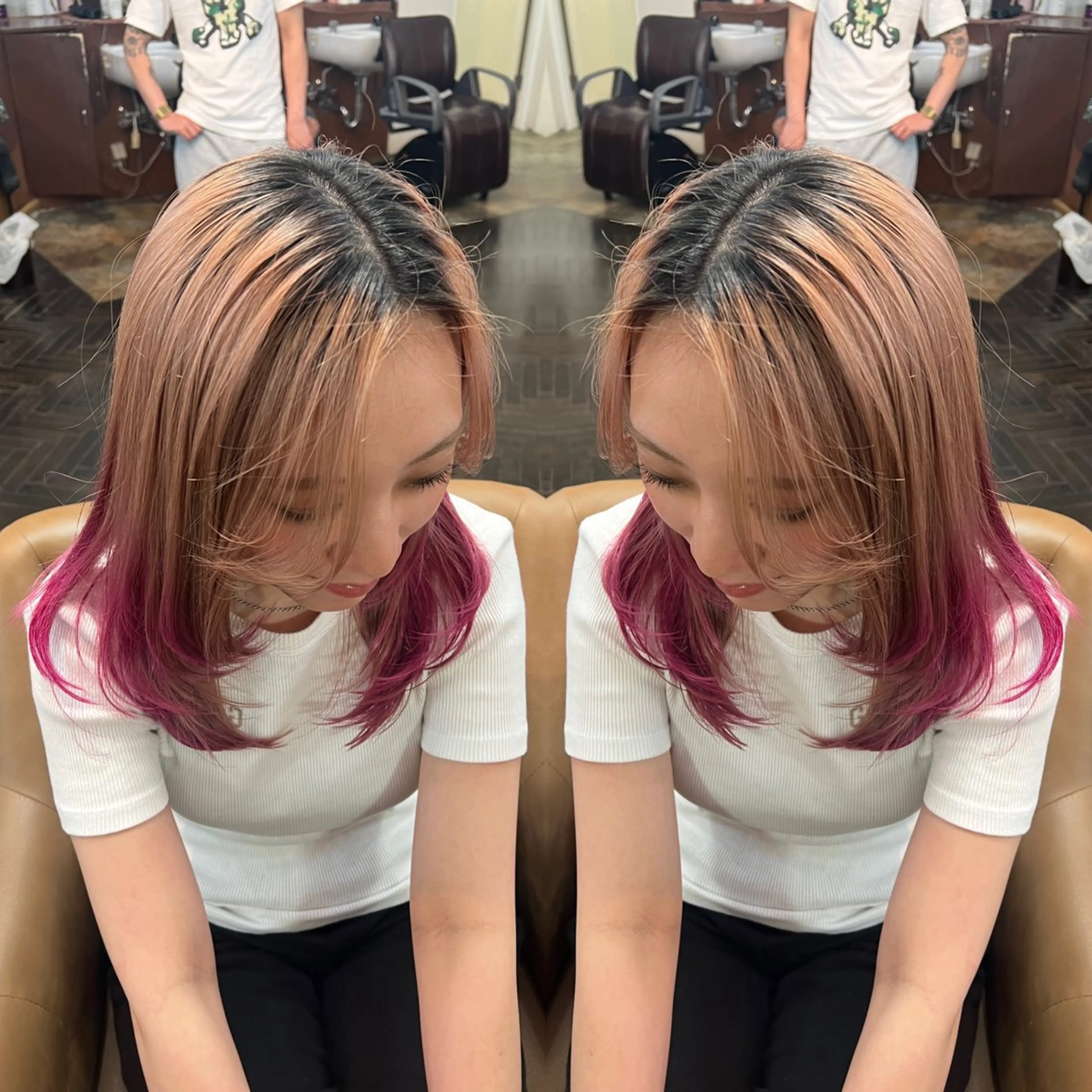 セミロング ハイライト/レイヤー /ハイトーン/AOIのヘアスタイル