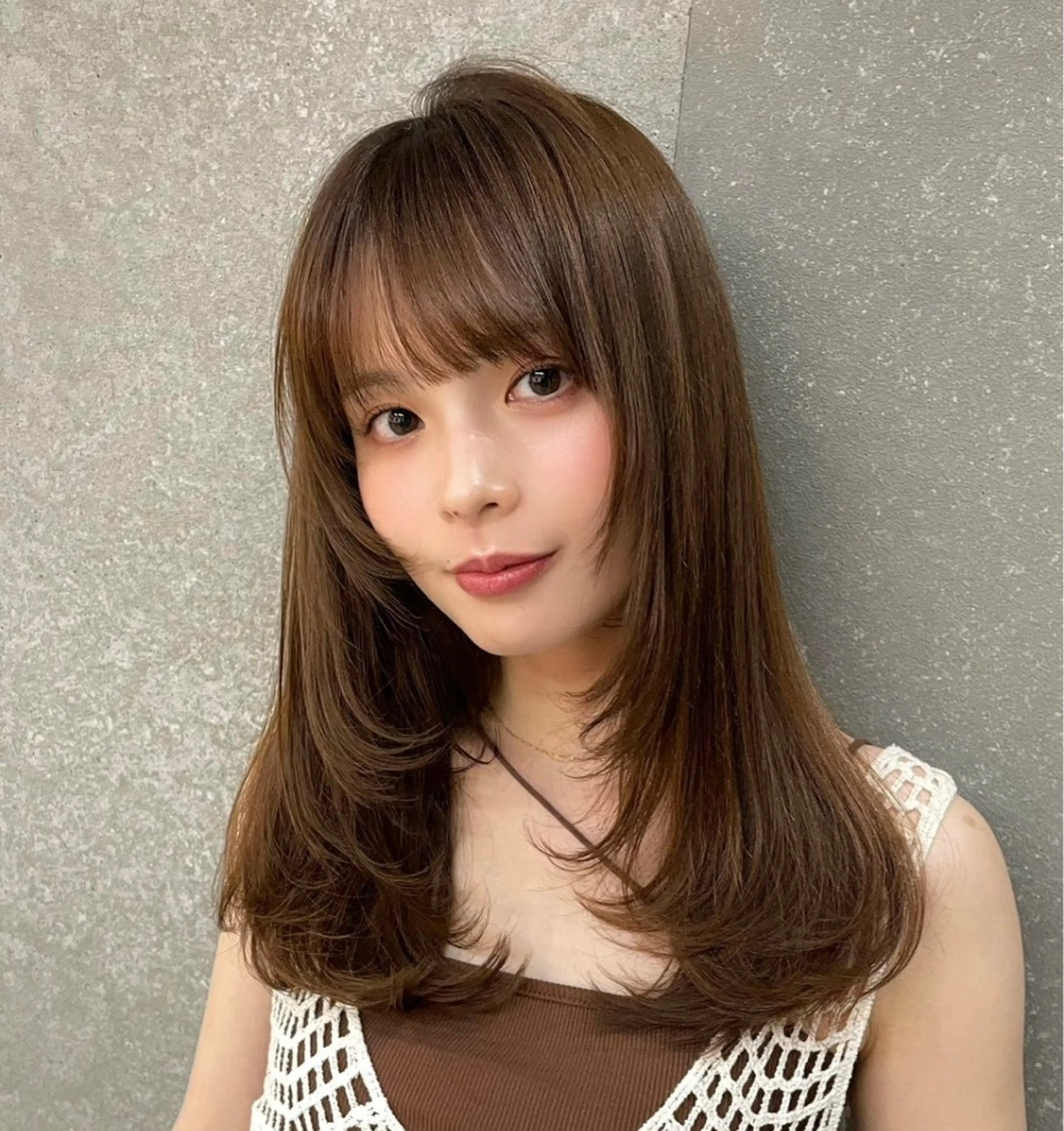 セミロング くびれヘア 顔まわりレイヤー ヨシンモリ 韓国風ヘア レイヤーカット 🎀透明感カラー shizuka🎀のヘアスタイル