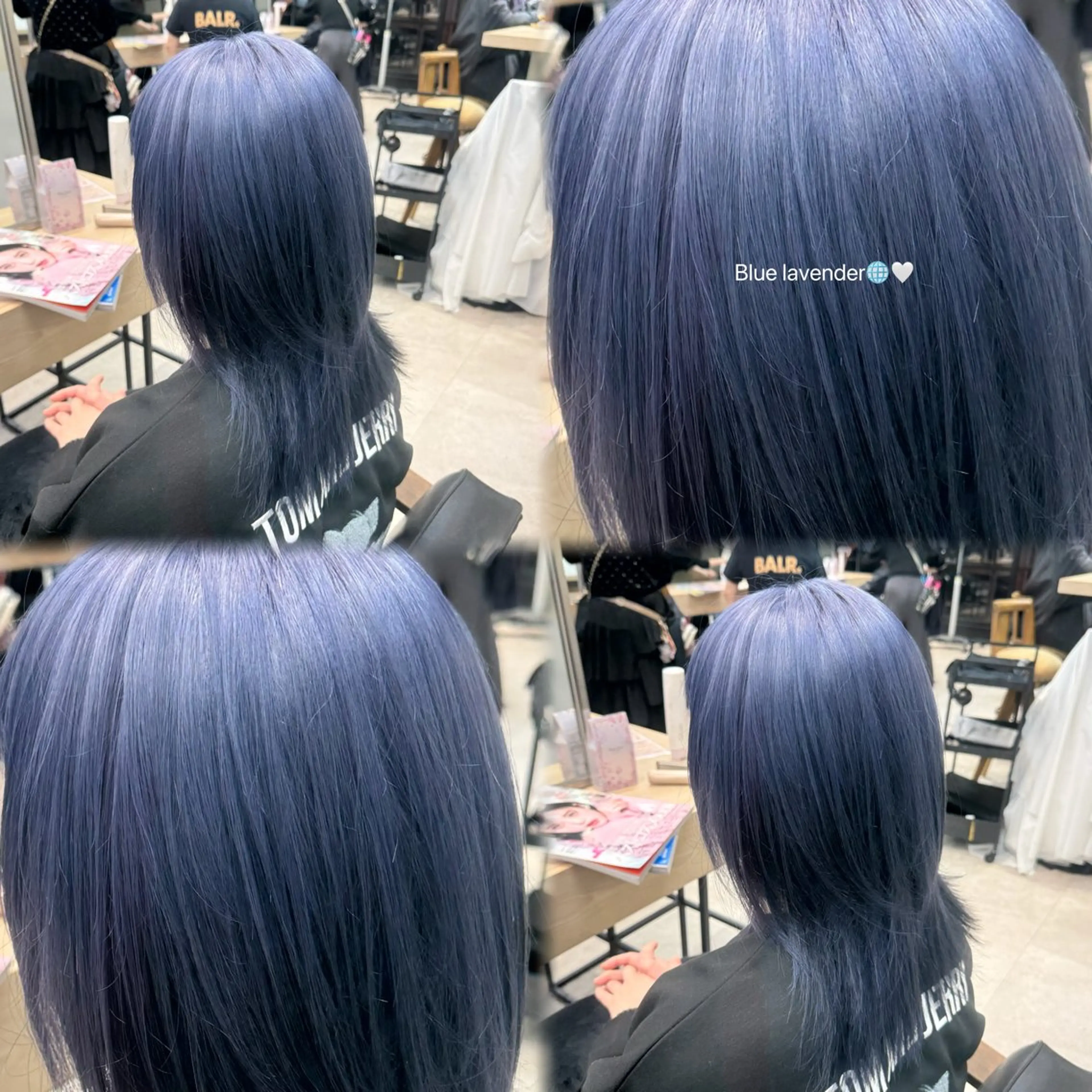セミロング カラー ブリーチ ブルーカラー ブルーラベンダー ラベンダーカラー ヘアカラー ハイトーン/艶カラー /ケアブリーチ/香音のヘアスタイル