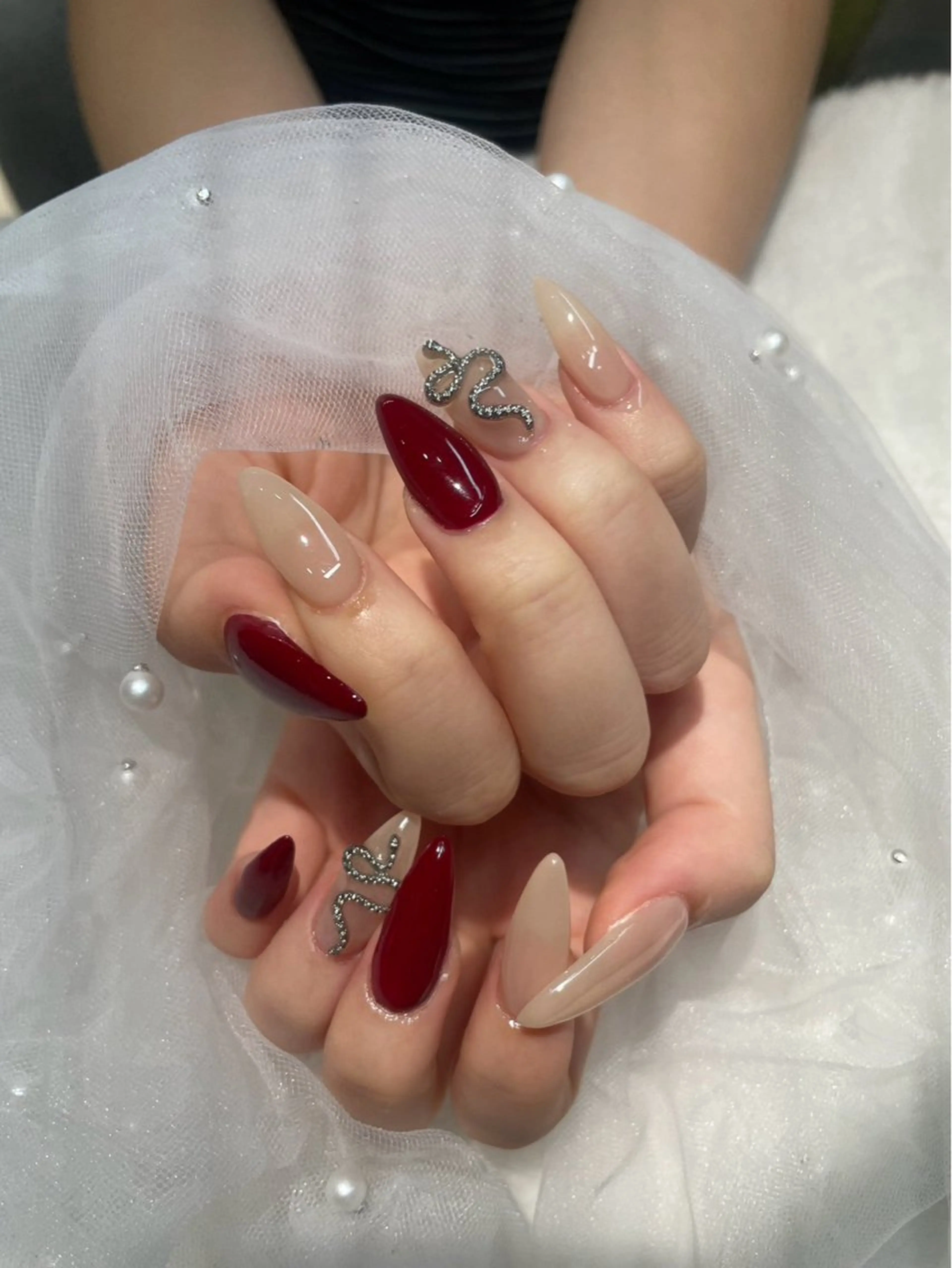 ネイル I-nailロング /ワンホン/キラキラのネイルデザイン