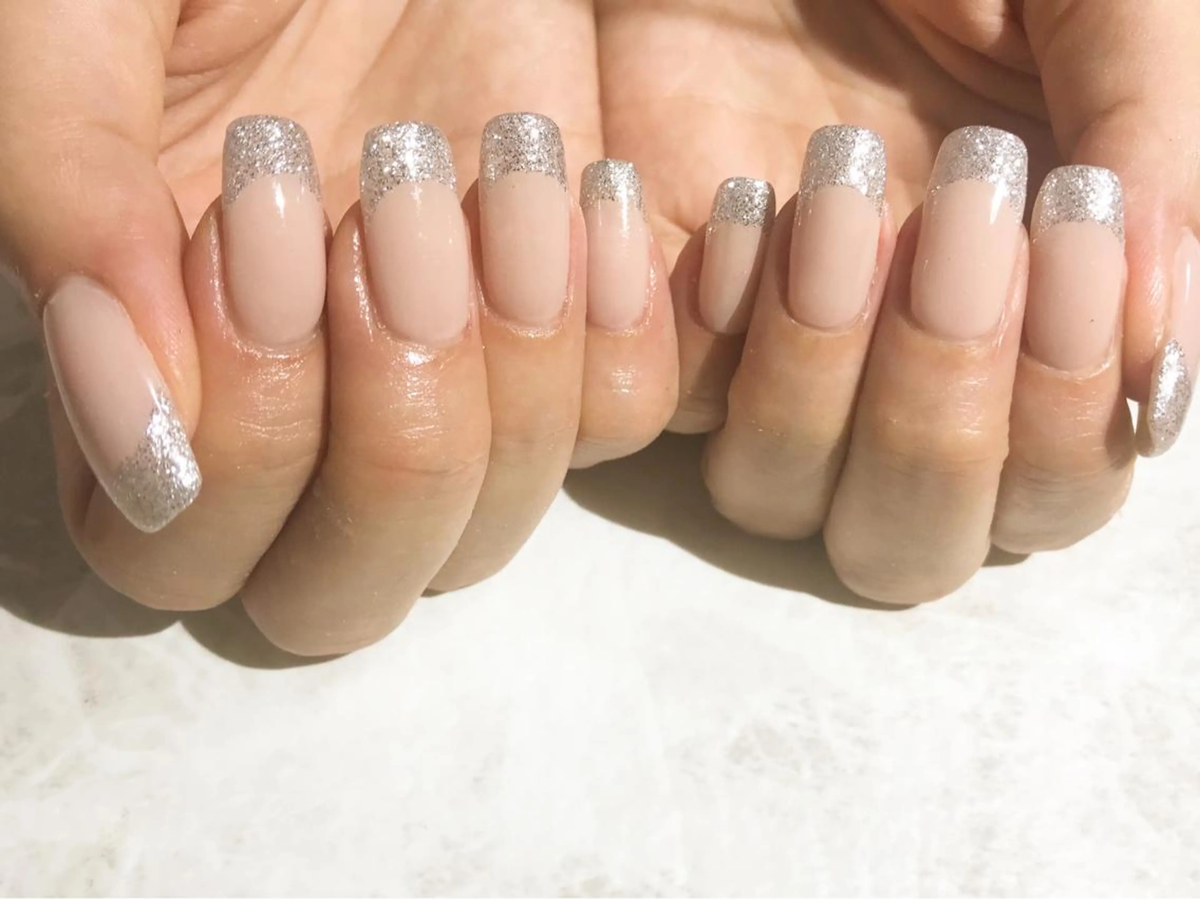 ネイル フットネイル フレンチネイル ラメ(グリッター) ニュアンスネイル シンプルネイル ネイル フフラ所属・nail fufla ♡yamane♡のネイルデザイン