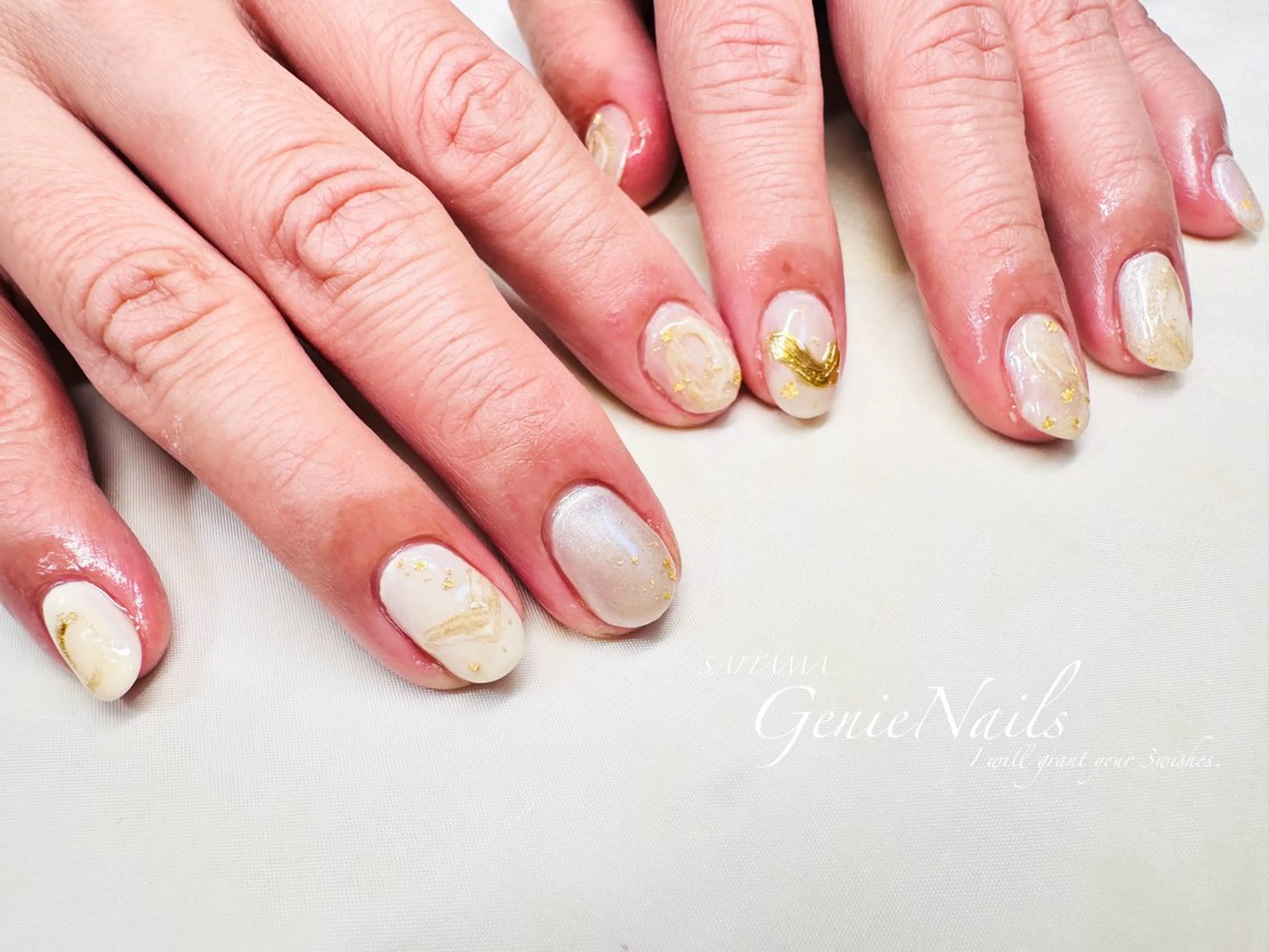 ネイル アートネイル 長さ出し ロングネイル 持ち込み 春ネイル Genie Nailsのネイルデザイン