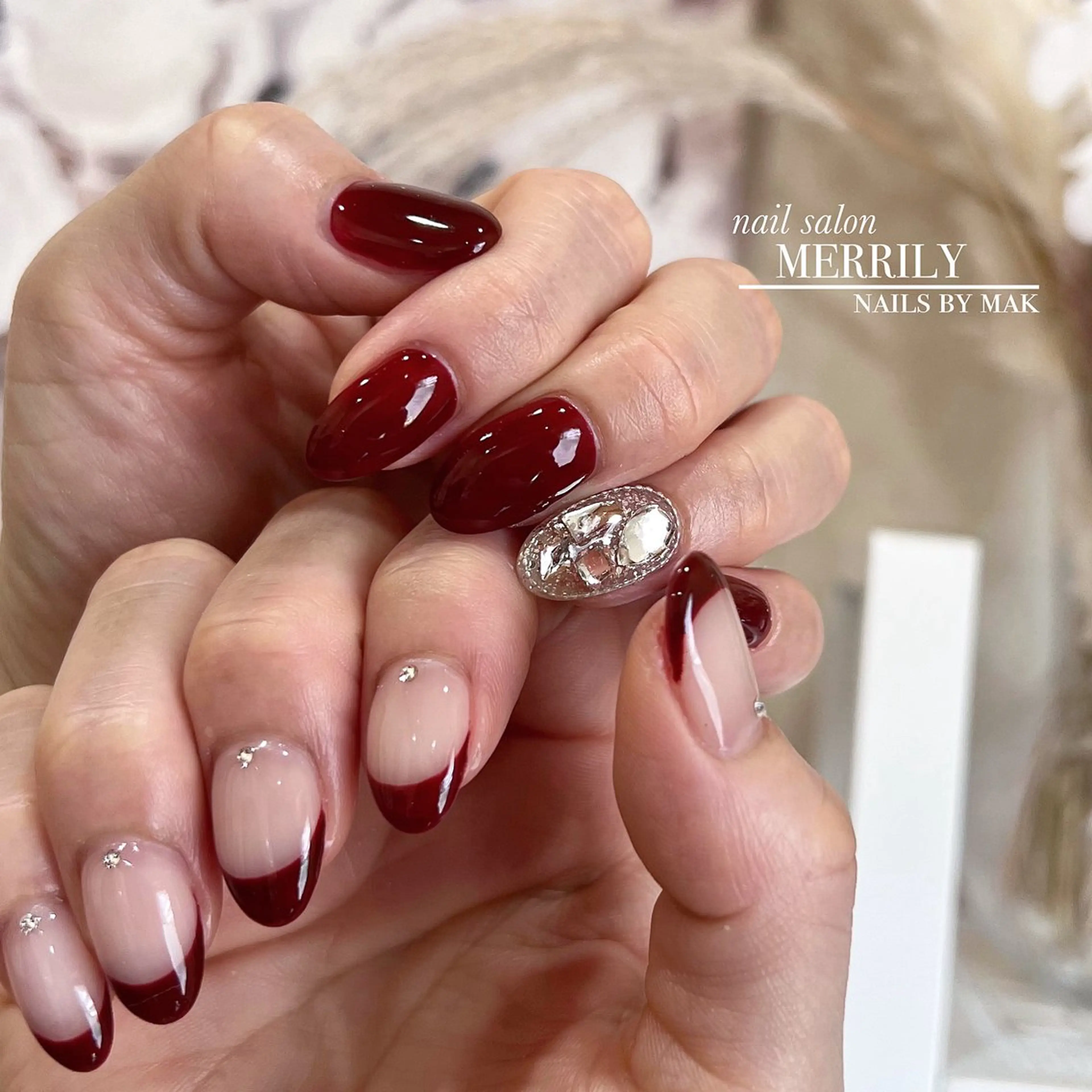 ネイル ボルドー ハンドネイル salon de Cheliのネイルデザイン